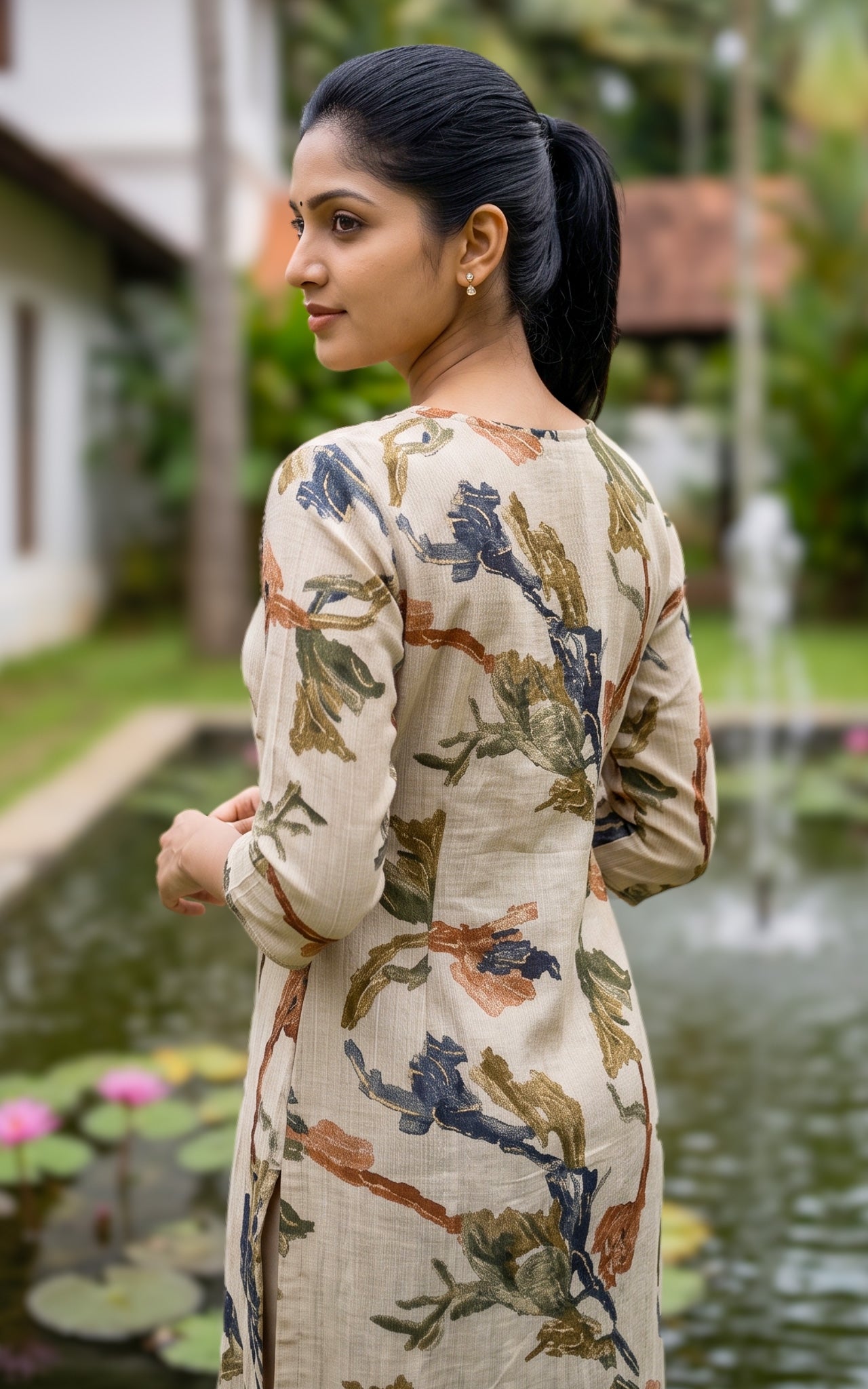 Cement Color Art Silk Traditional Kurti Set for Women