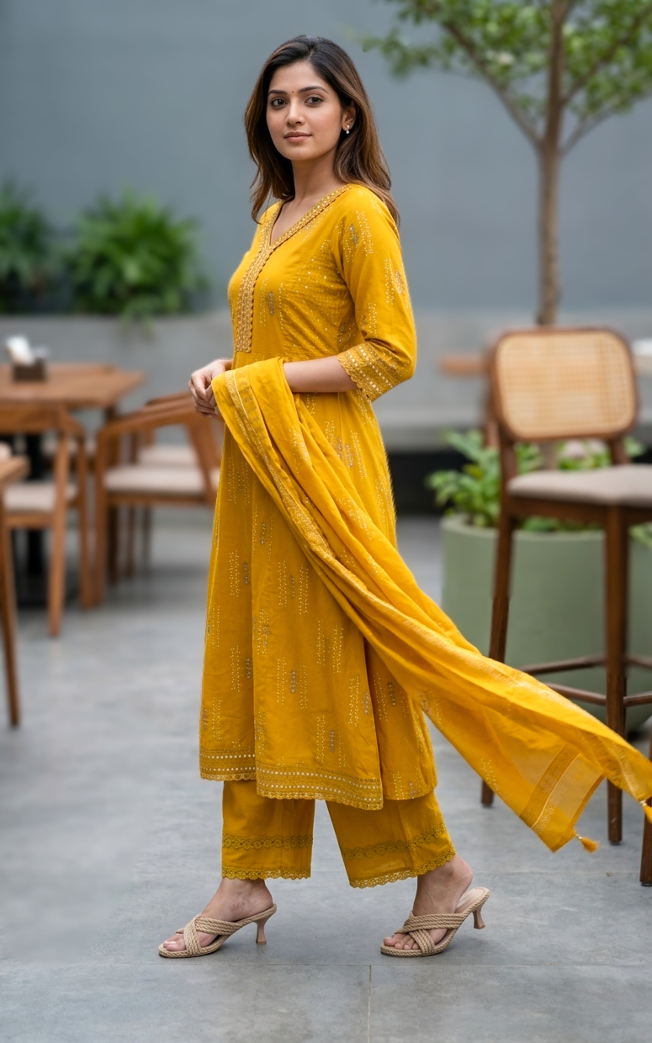 daily wear comfortable ethnic kurti set
office wear simple anarkali kurti