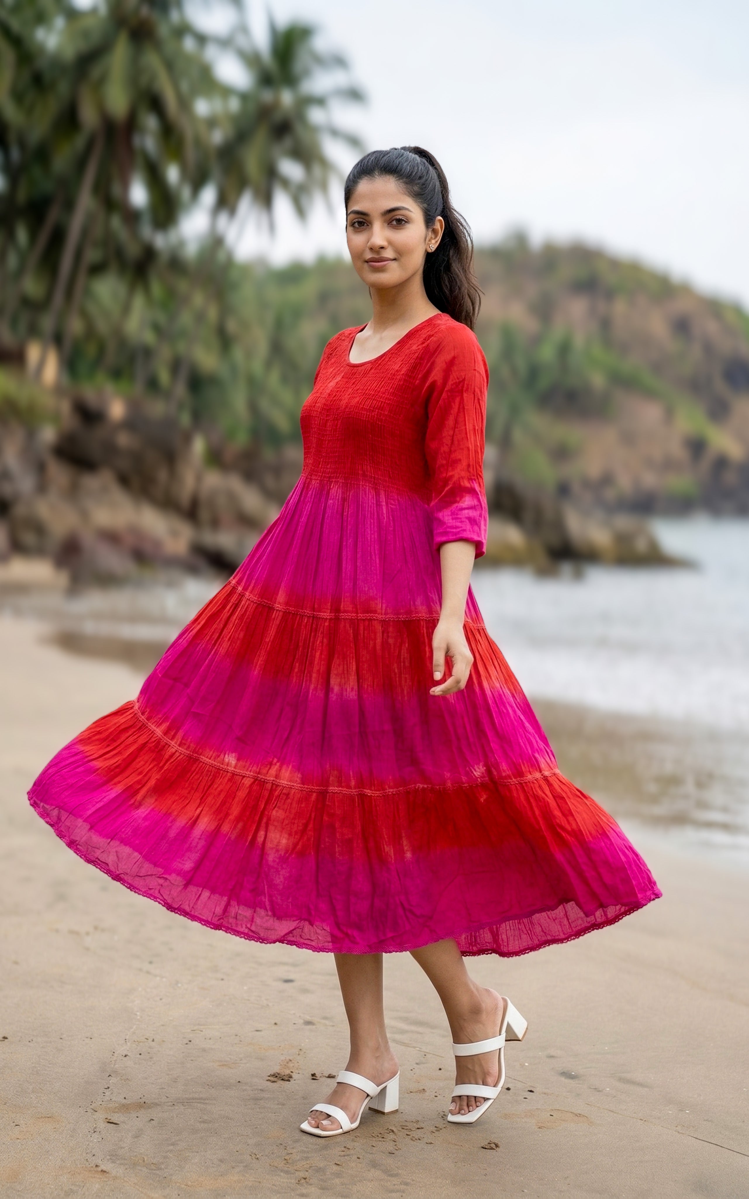 Indo Western smocked maxi for women's