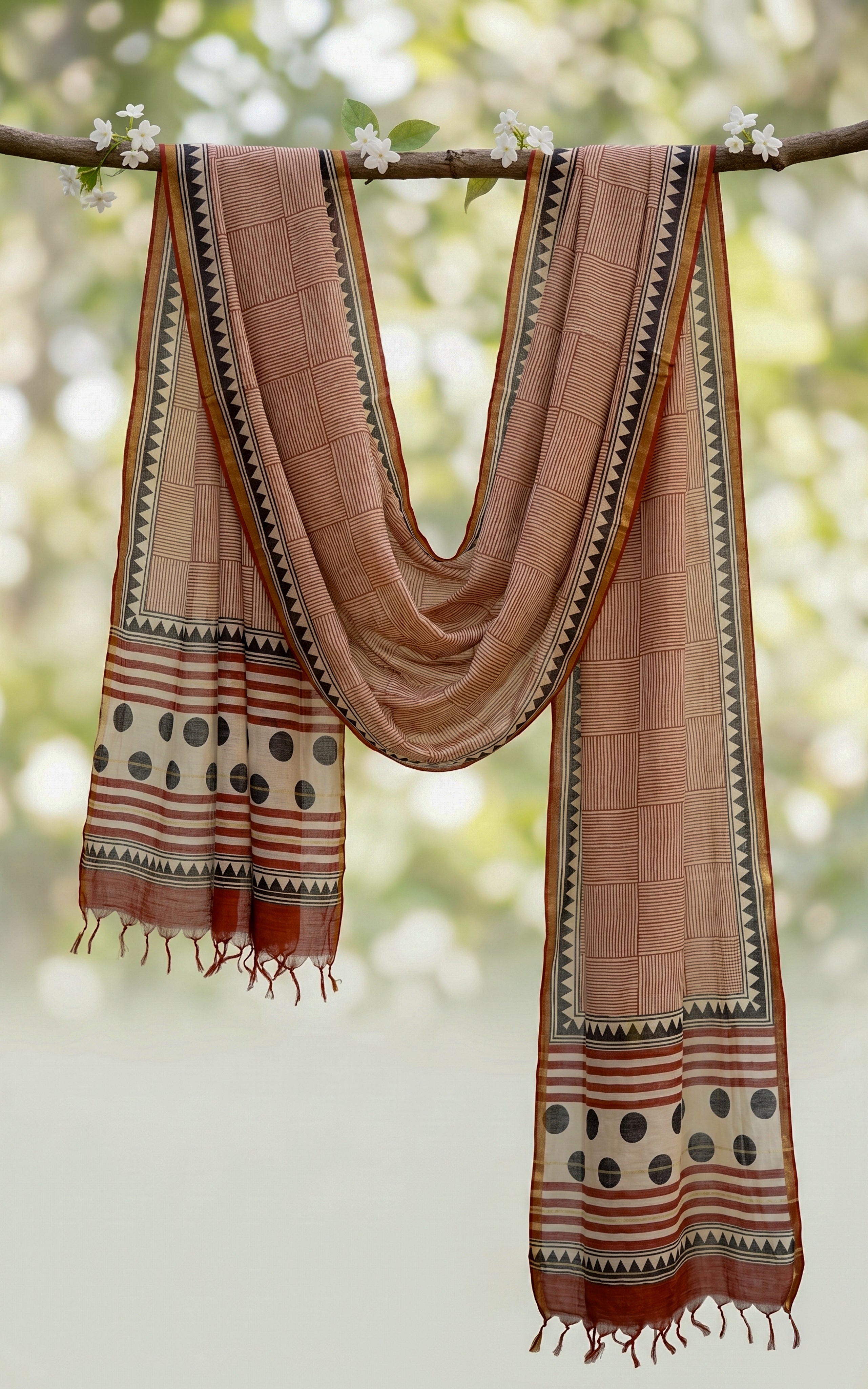 Instore – Handblock Printed Cotton Dupatta – Handcrafted – Ethnic Wear