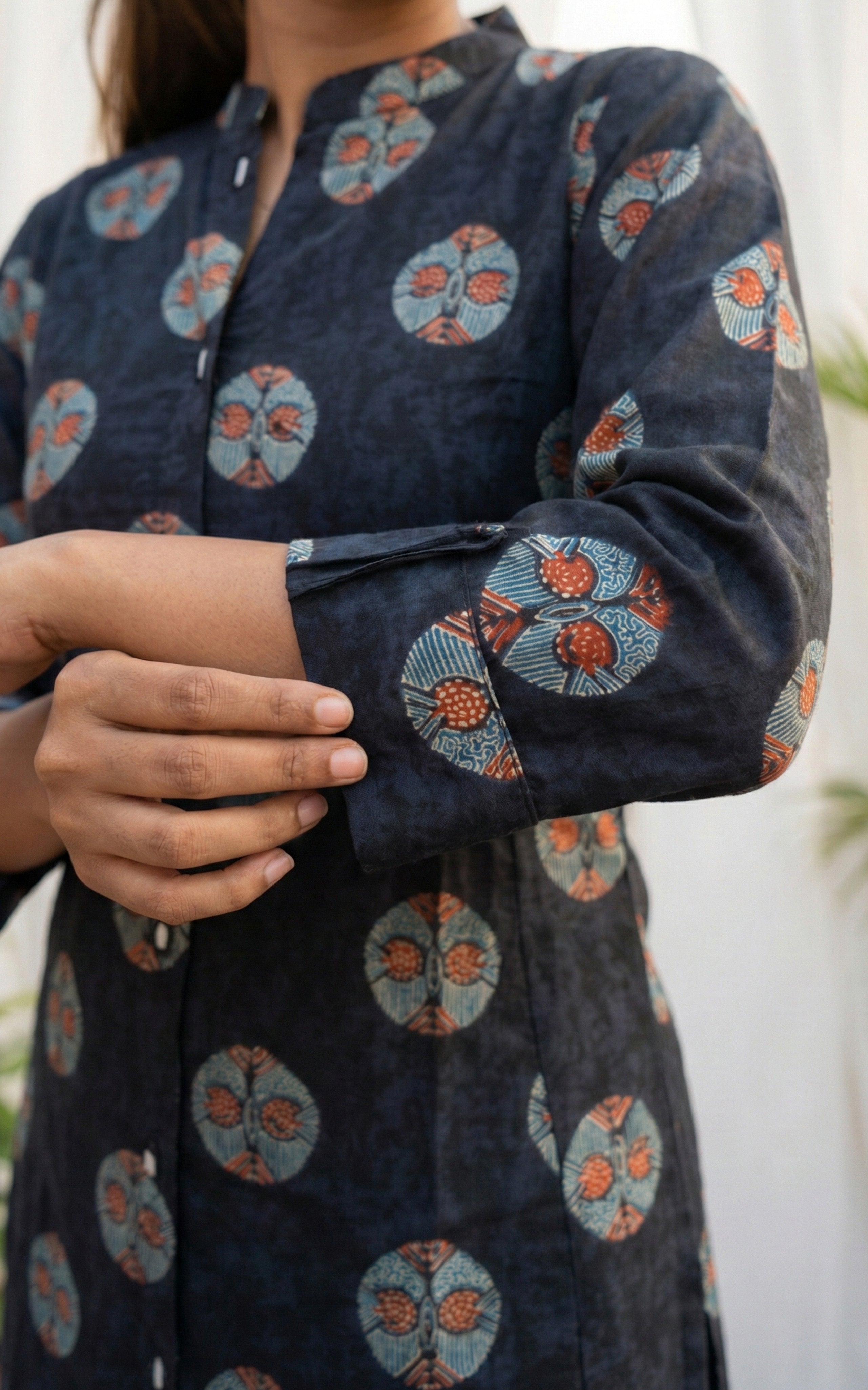 Instore – Black Virusha Kurti for Women – Printed Cotton – Indian Ethnic Wear