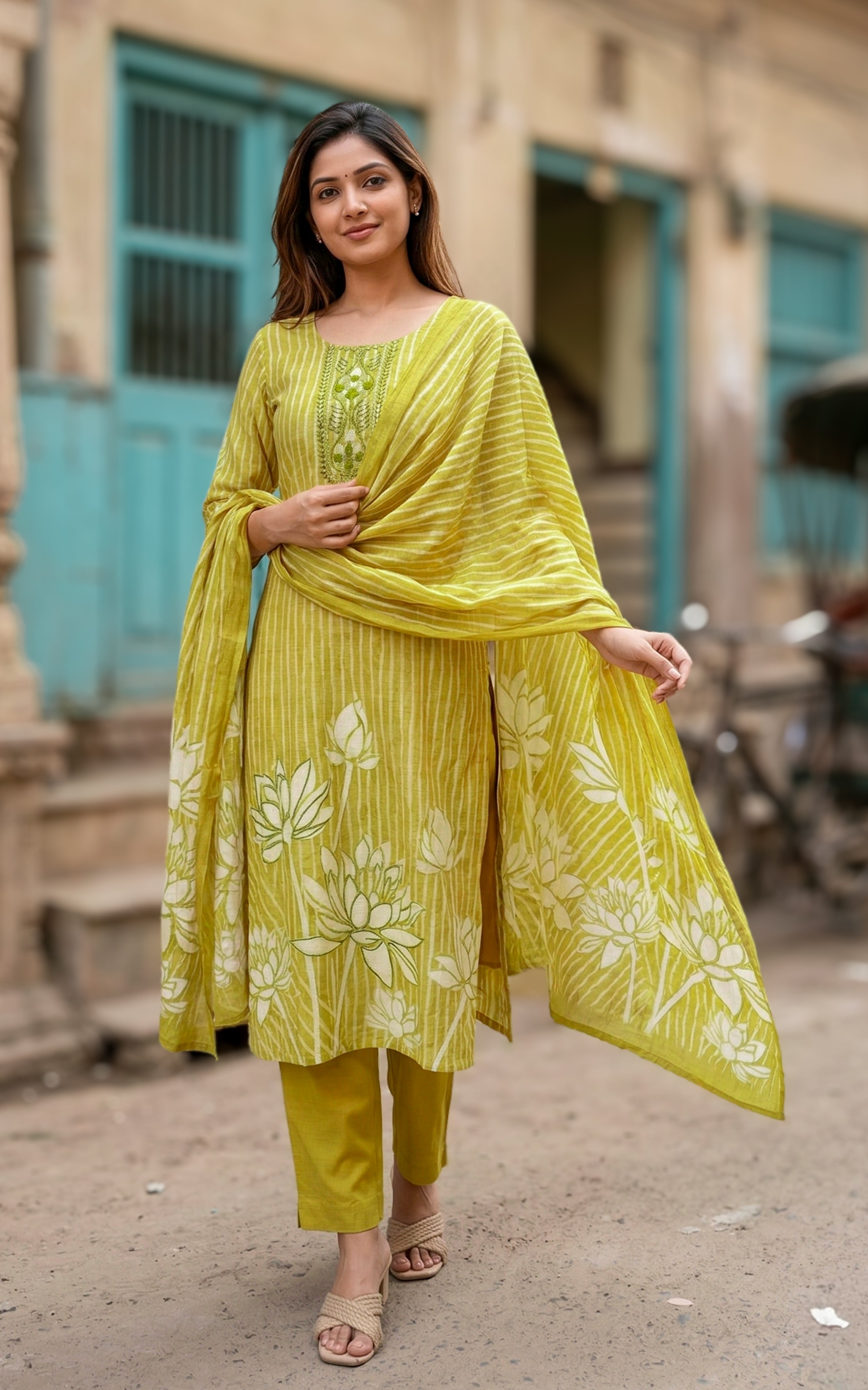 Mathivadani Mehandi Green (Kurti+Pant+Dupatta)