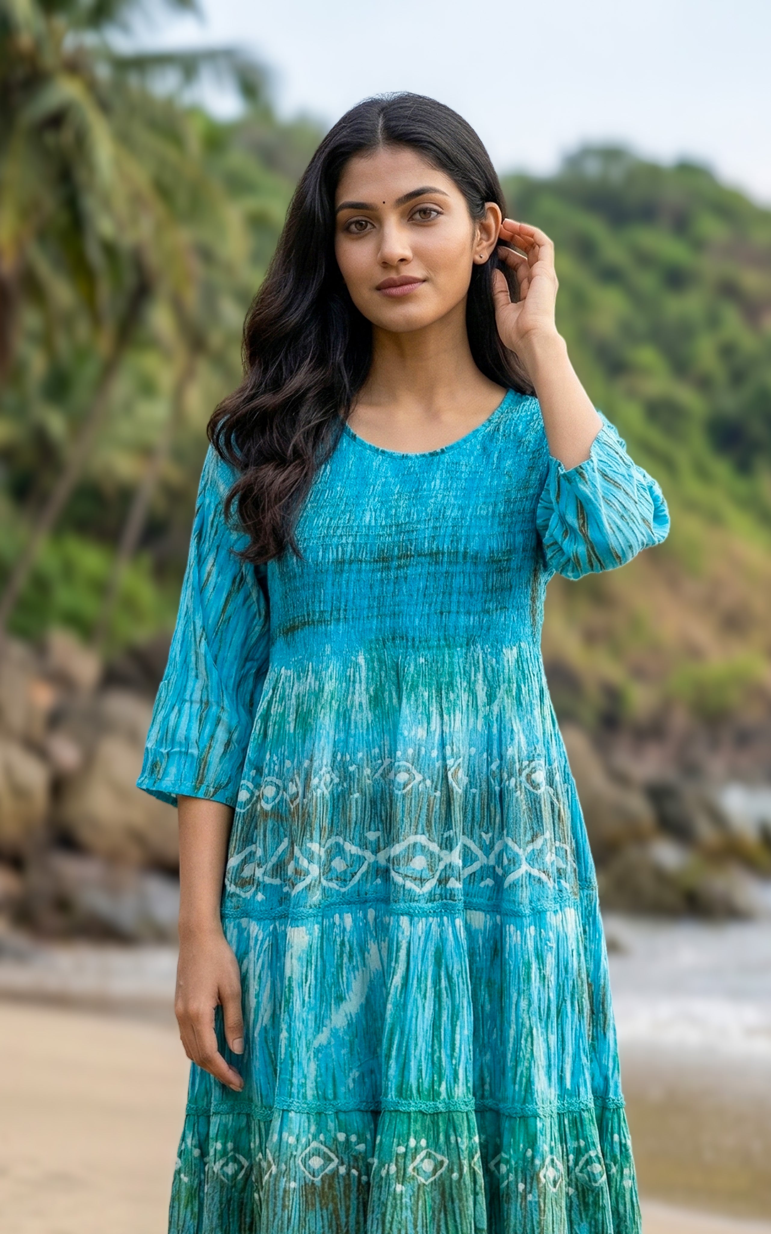 Indo Western smocked maxi for women's