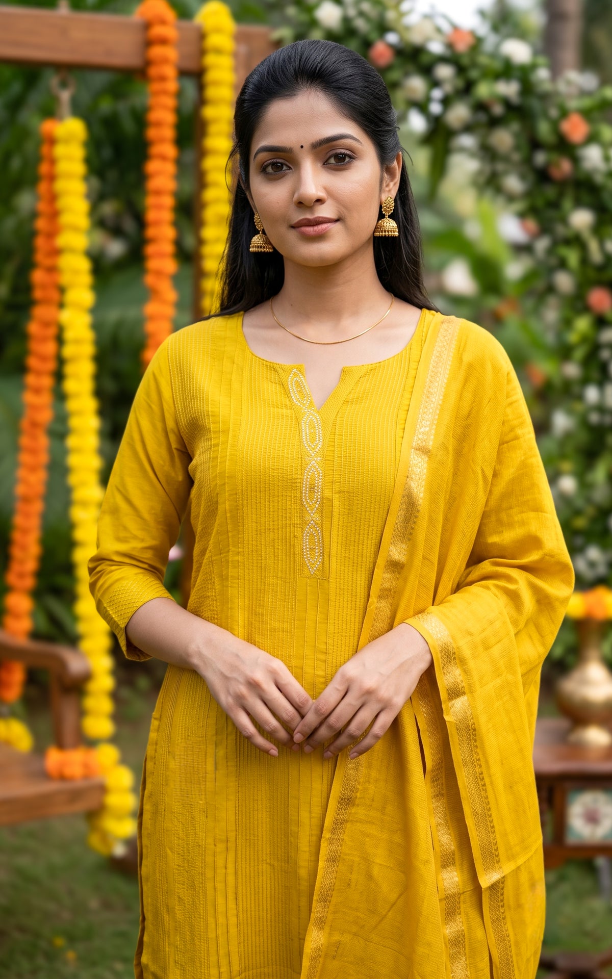 Delisha Lime yellow (Kurti+Dupatta)
