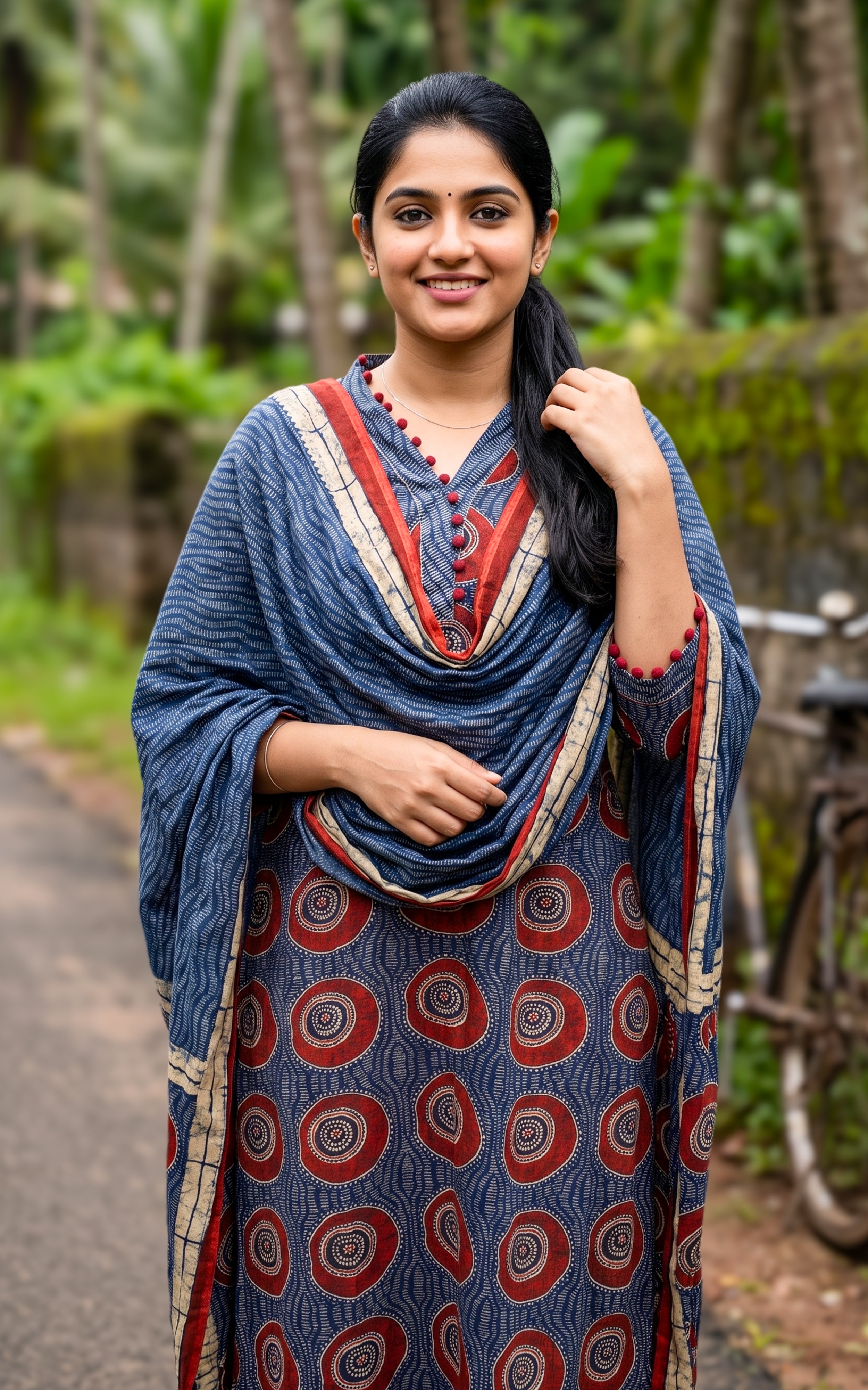 Blue Cotton Office Wear Kurti Set for Women