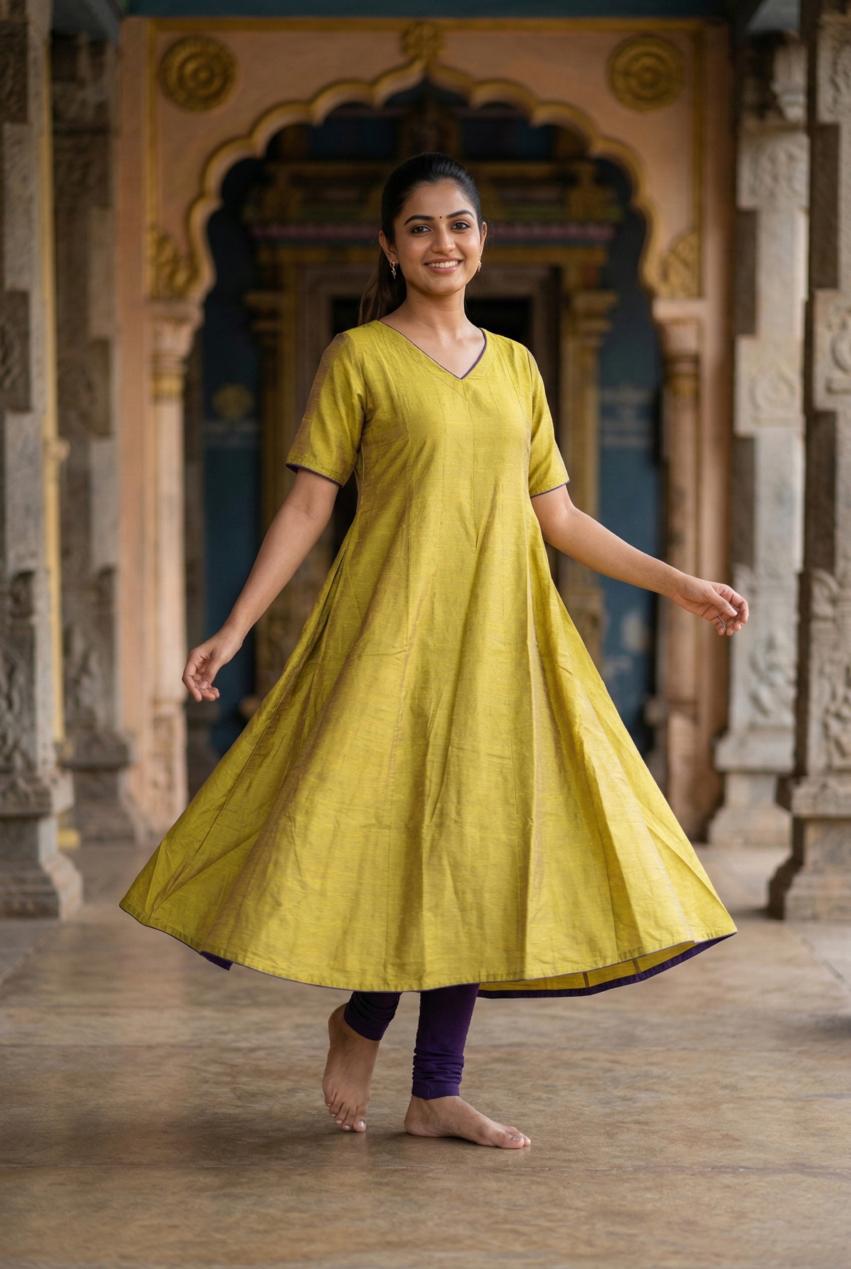 v necked anarkali for women's