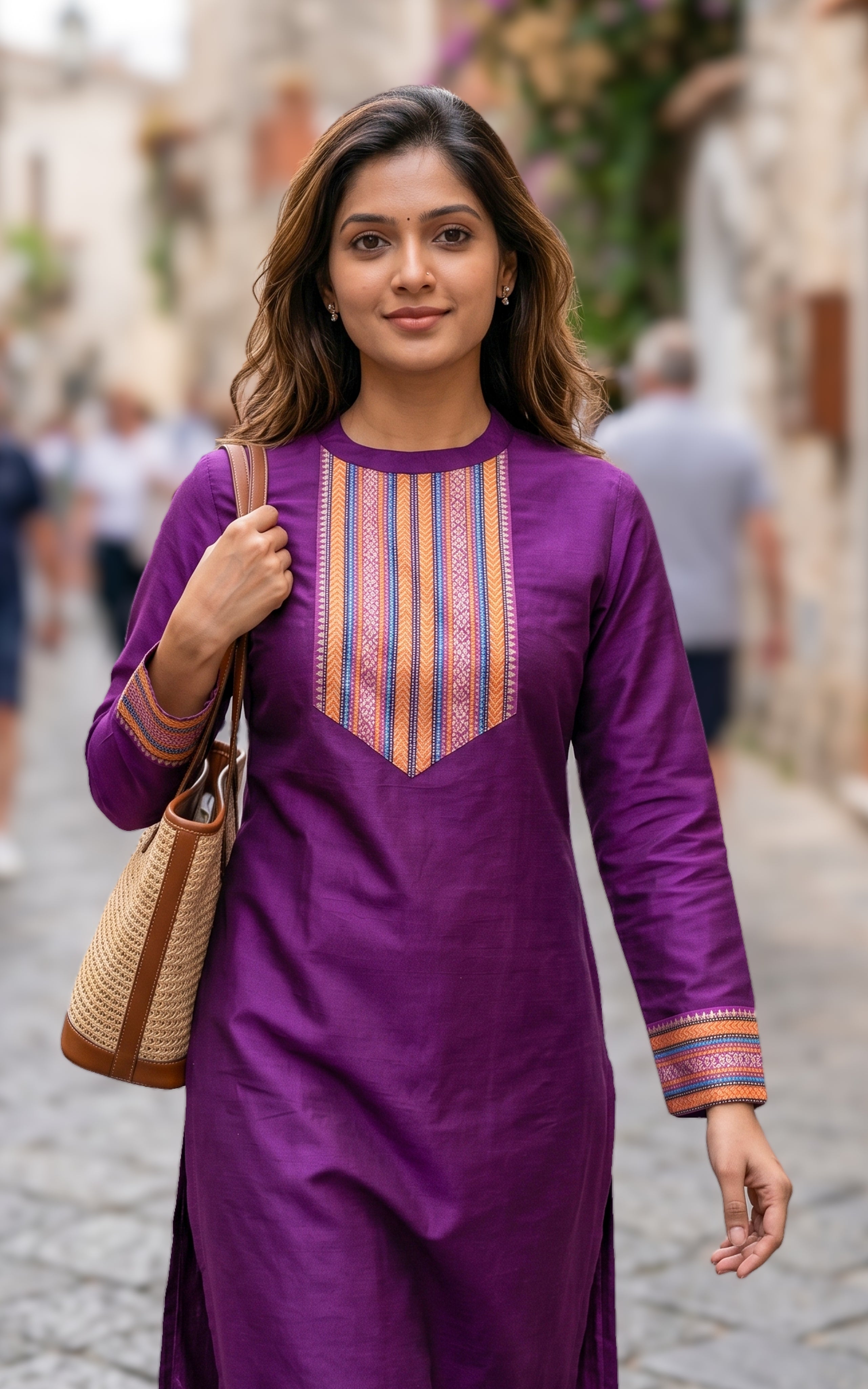 Plum trendy ethnic kurti for women