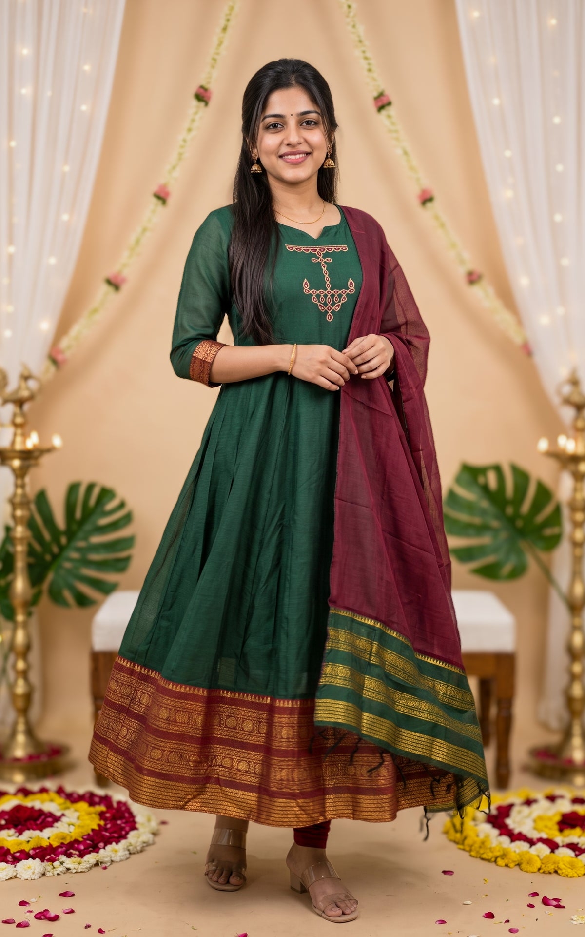 Vintage Vizha Kolam E (Kurti+Dupatta)