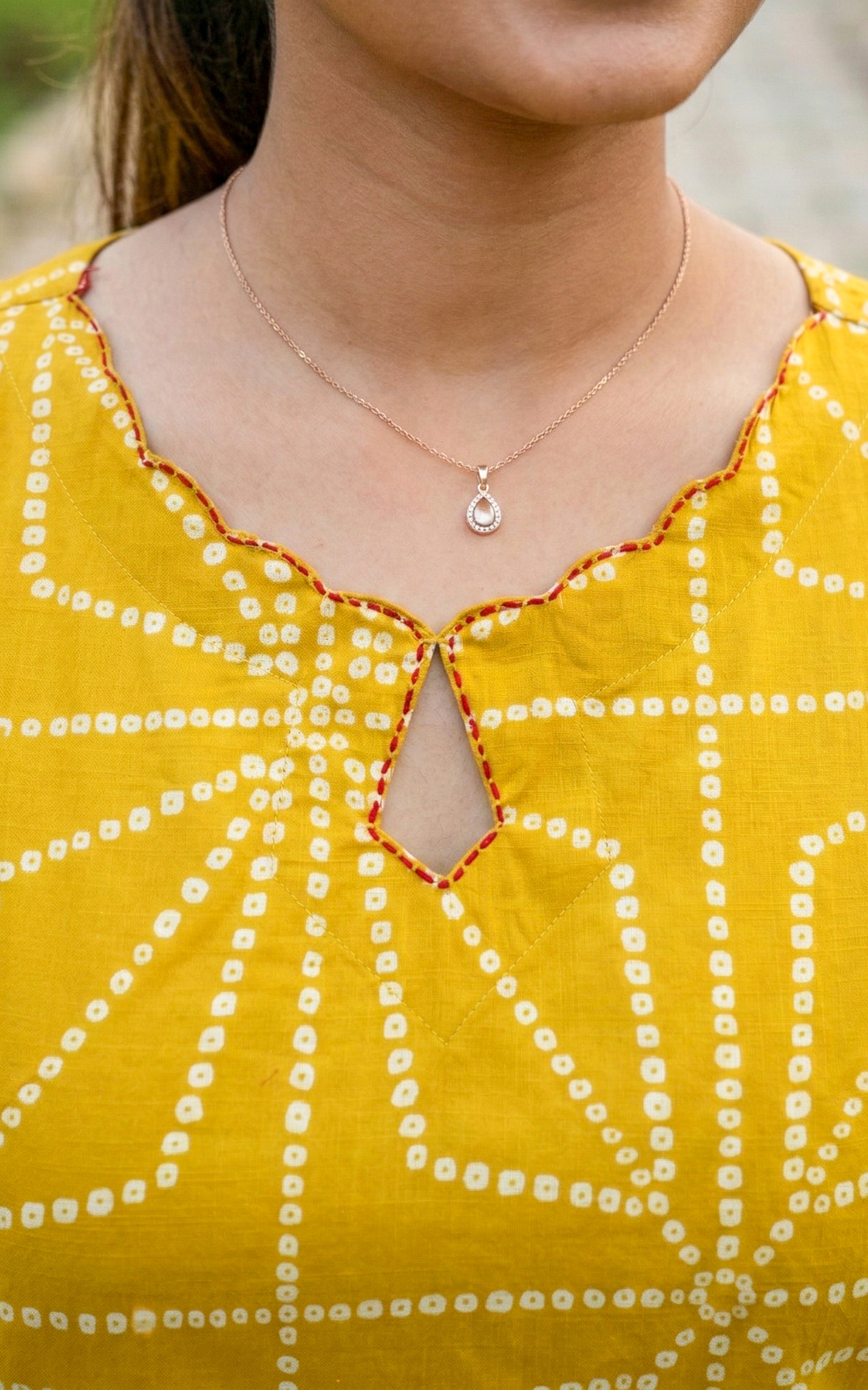 scalloped neck kurti set for women's