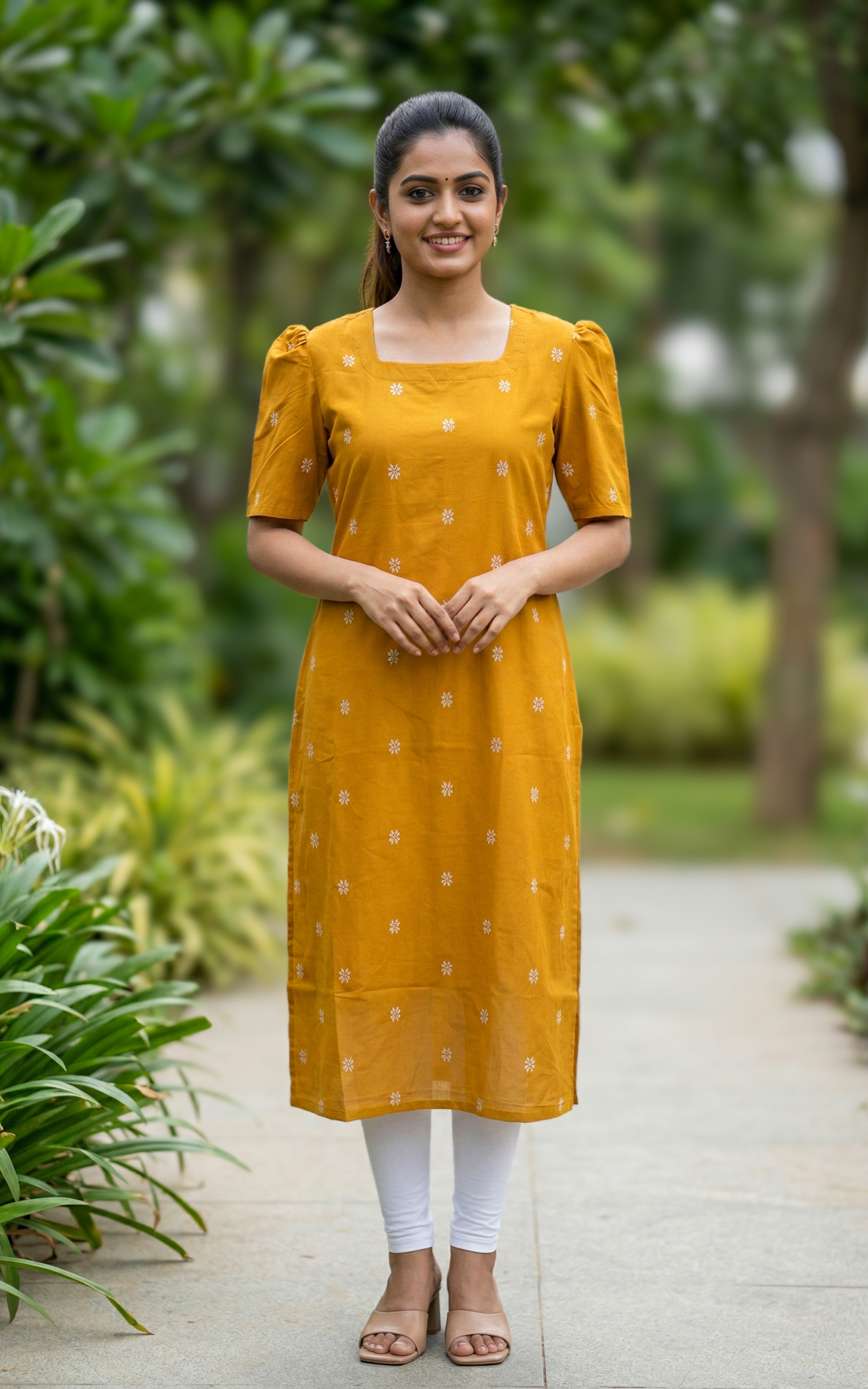 South Cotton Mustard Kurti Ethnic Look
Stylish Mustard Kurti Puff Sleeve
Mustard Kurti Side Slit Daily Wear