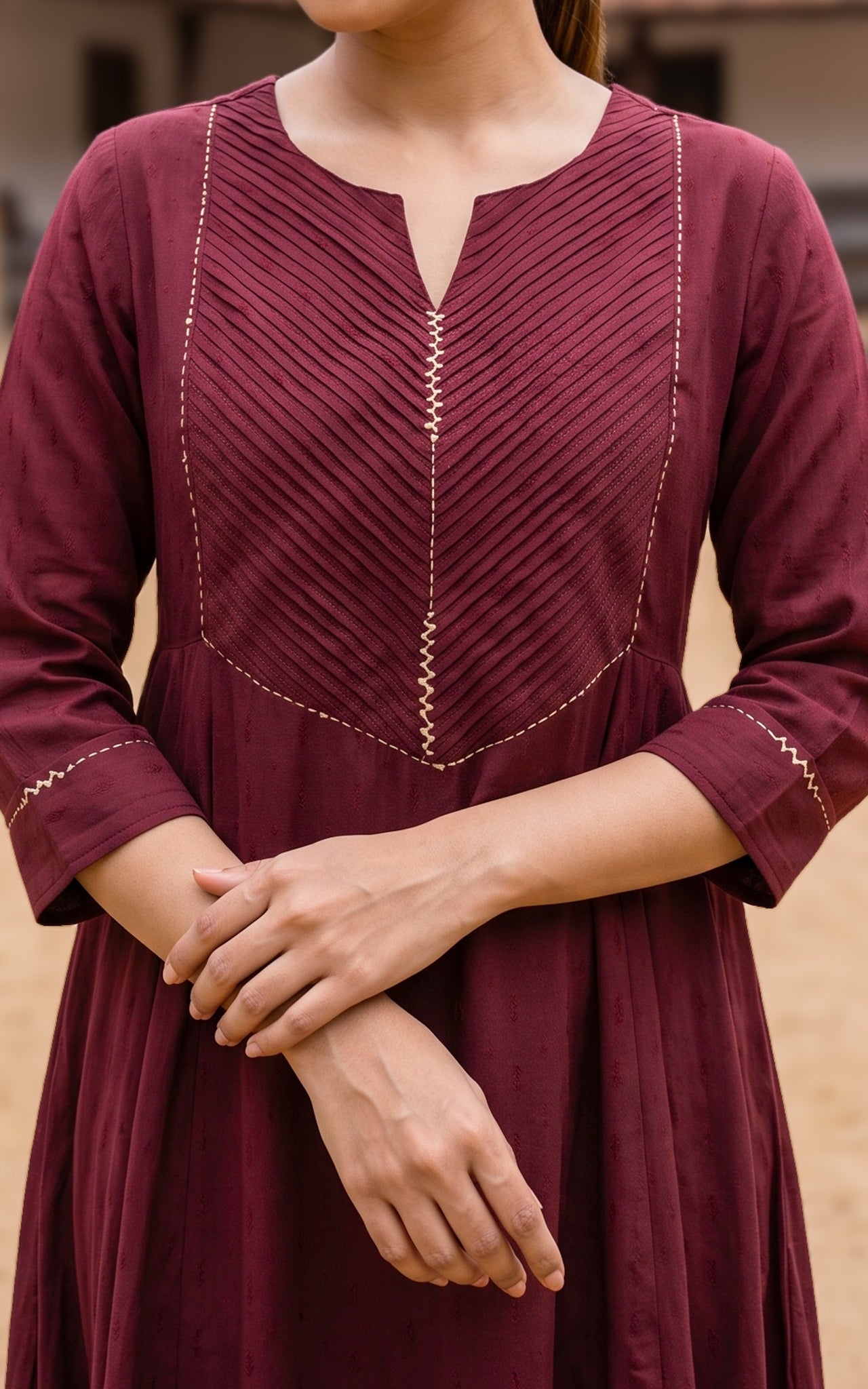 Maroon Art Silk Casual Wear Kurti Dupatta for Women