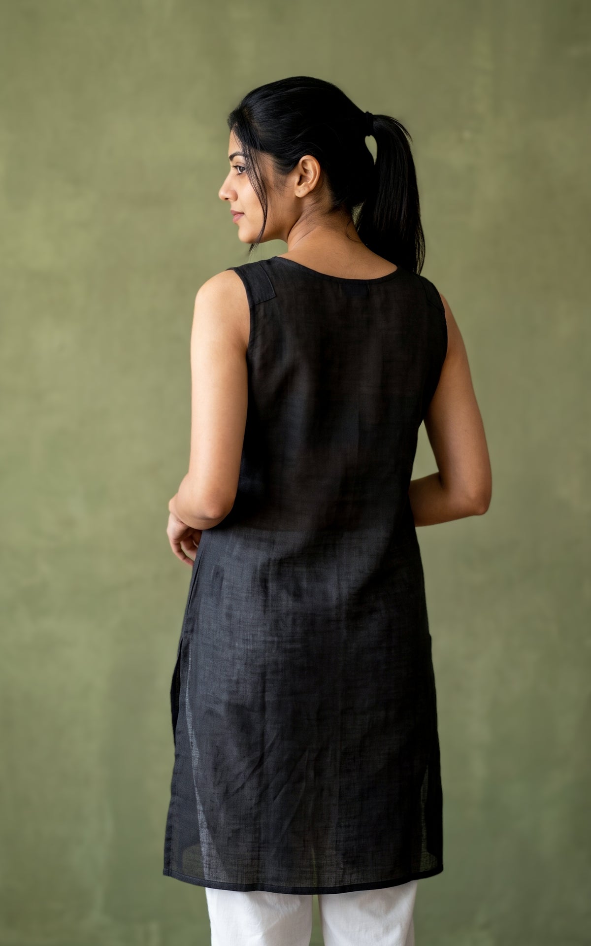 Cotton Slip with slit (inner wear) Black