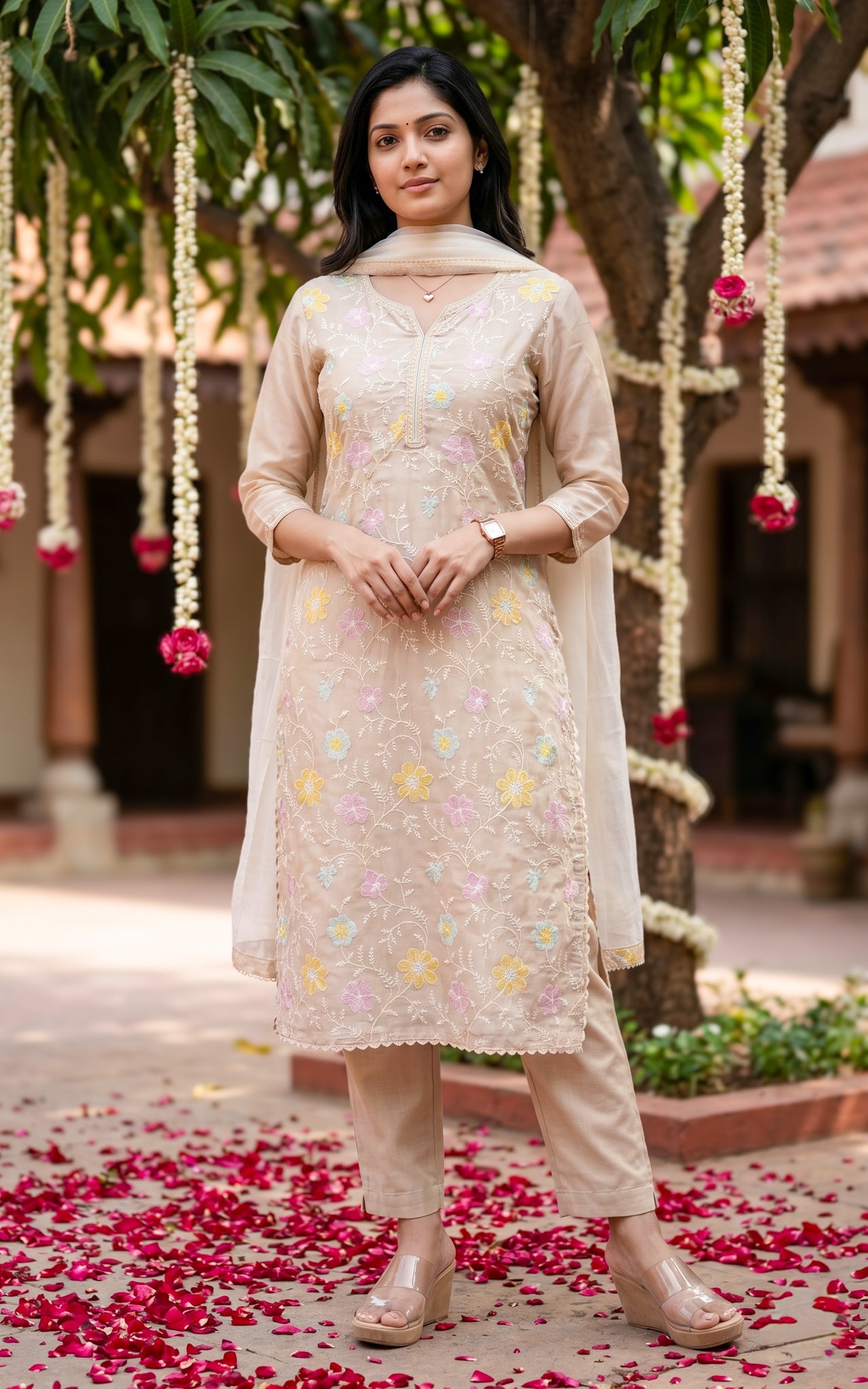 Lily Beige (Kurti+Pant+Dupatta)