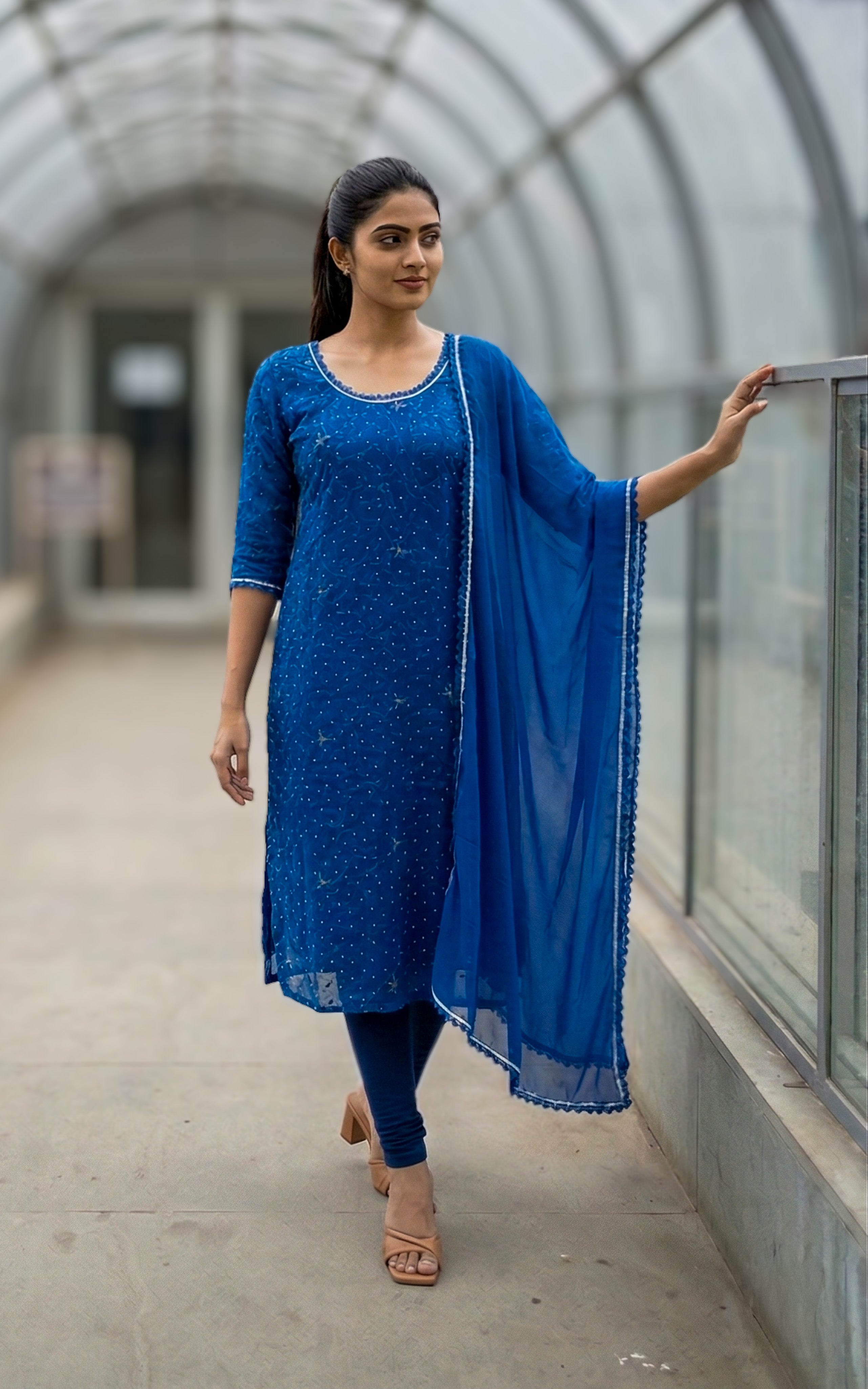 blue georgette kurti daily wear
comfortable embroidered georgette kurti
casual georgette kurti with dupatta
soft georgette kurti for everyday wear