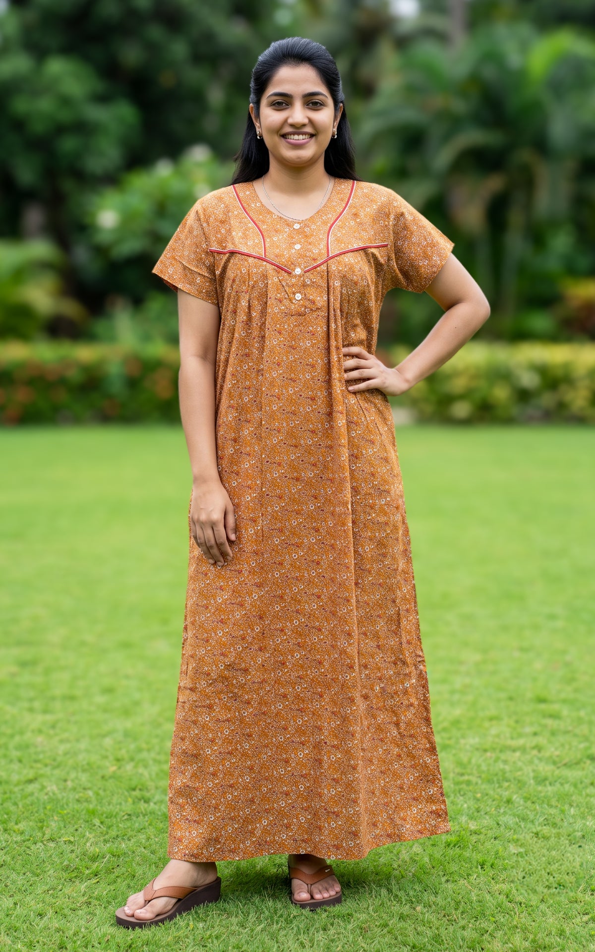 Cotton Straight Fit Nighty-166SS3A