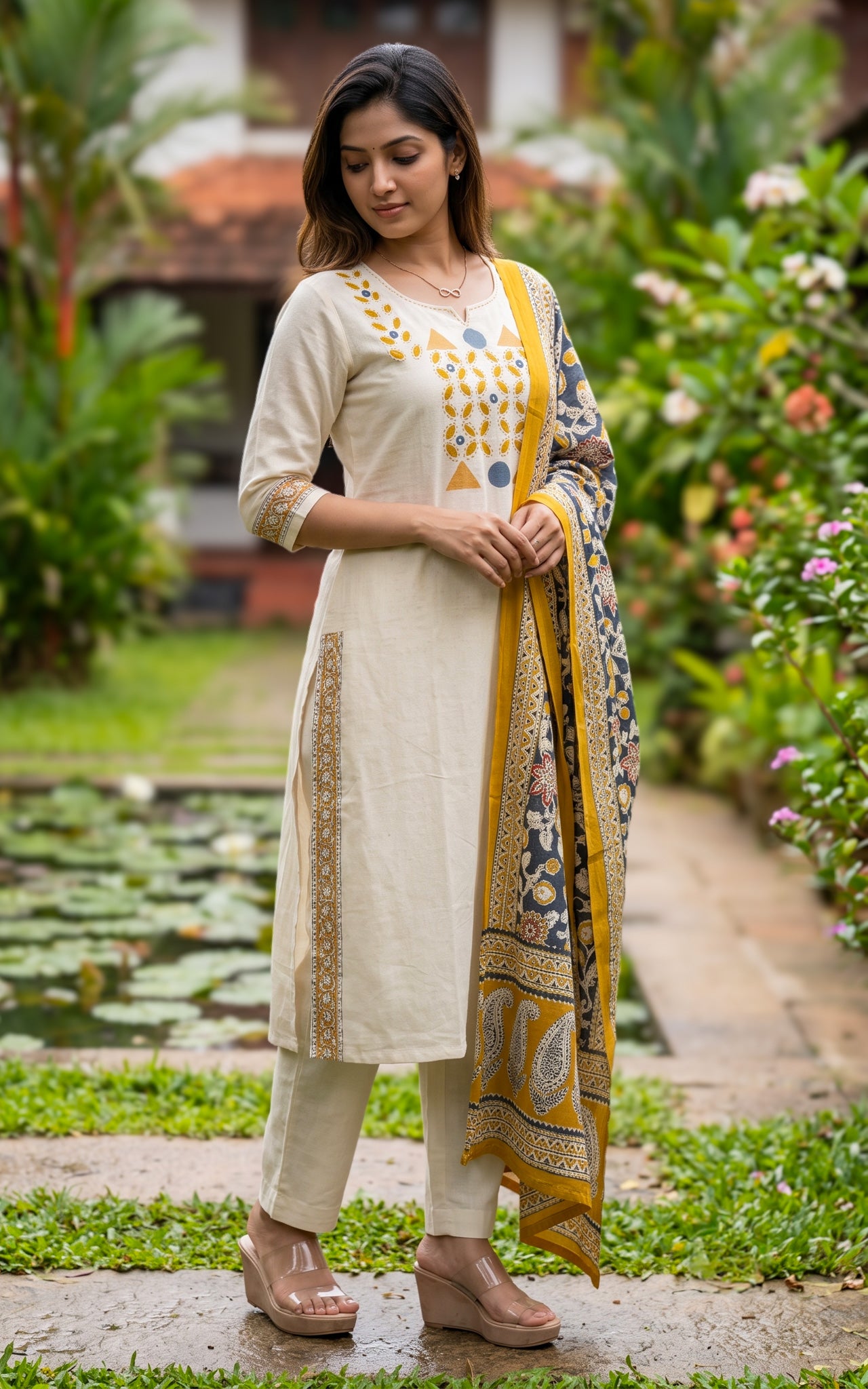 Porselvi Handblock (Kurti+Pant+Dupatta)