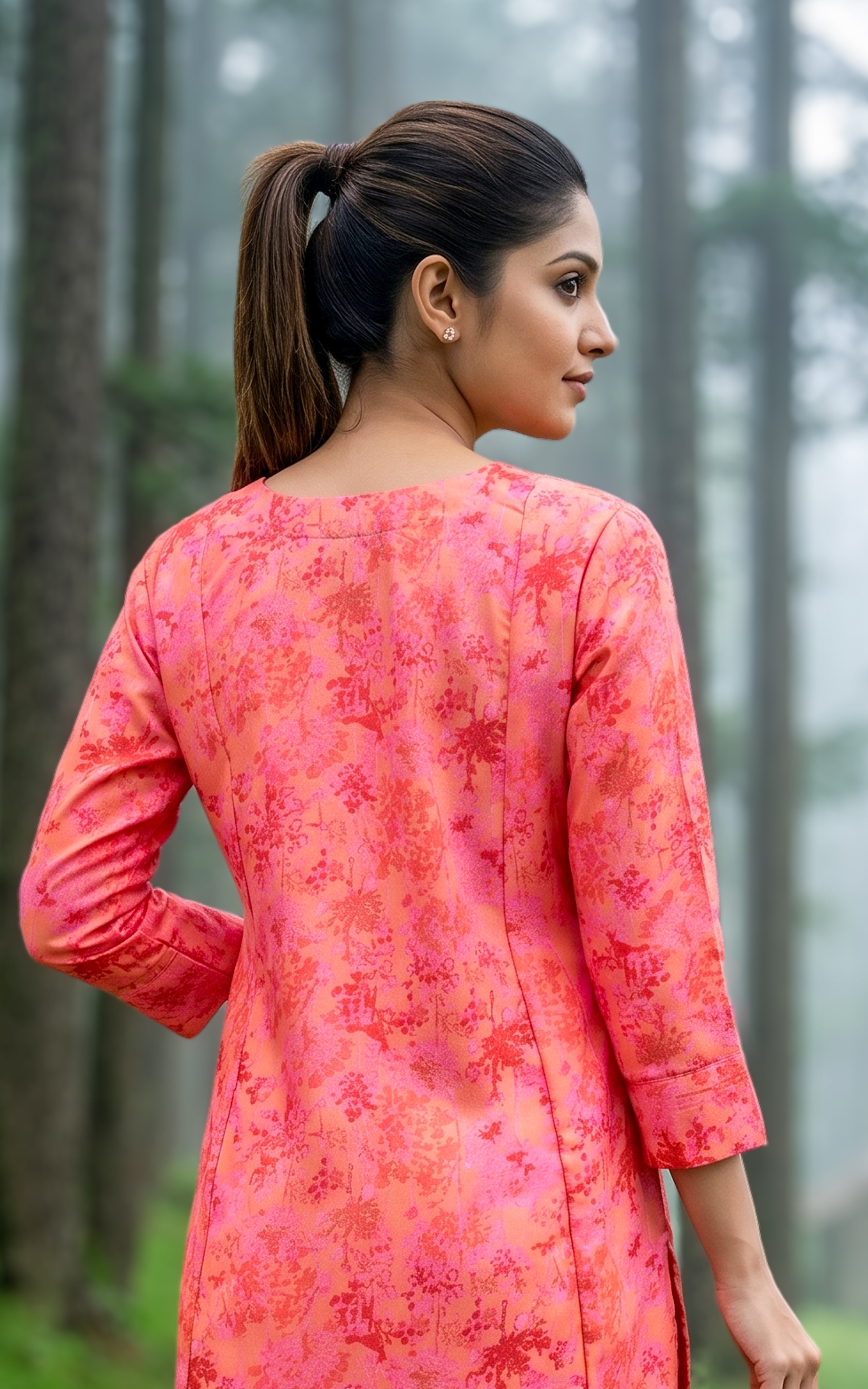 Dark peach designer kurti for women