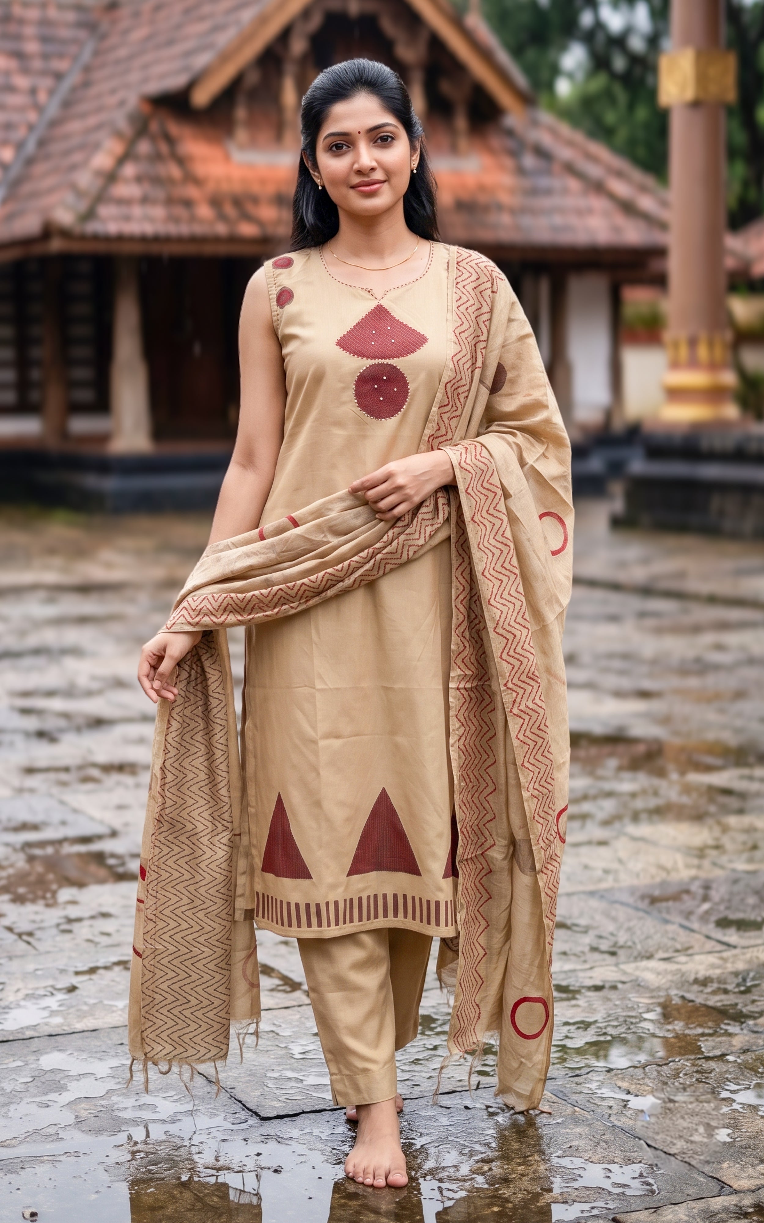 Vijitha Handblock (Kurti+Pant+Dupatta)