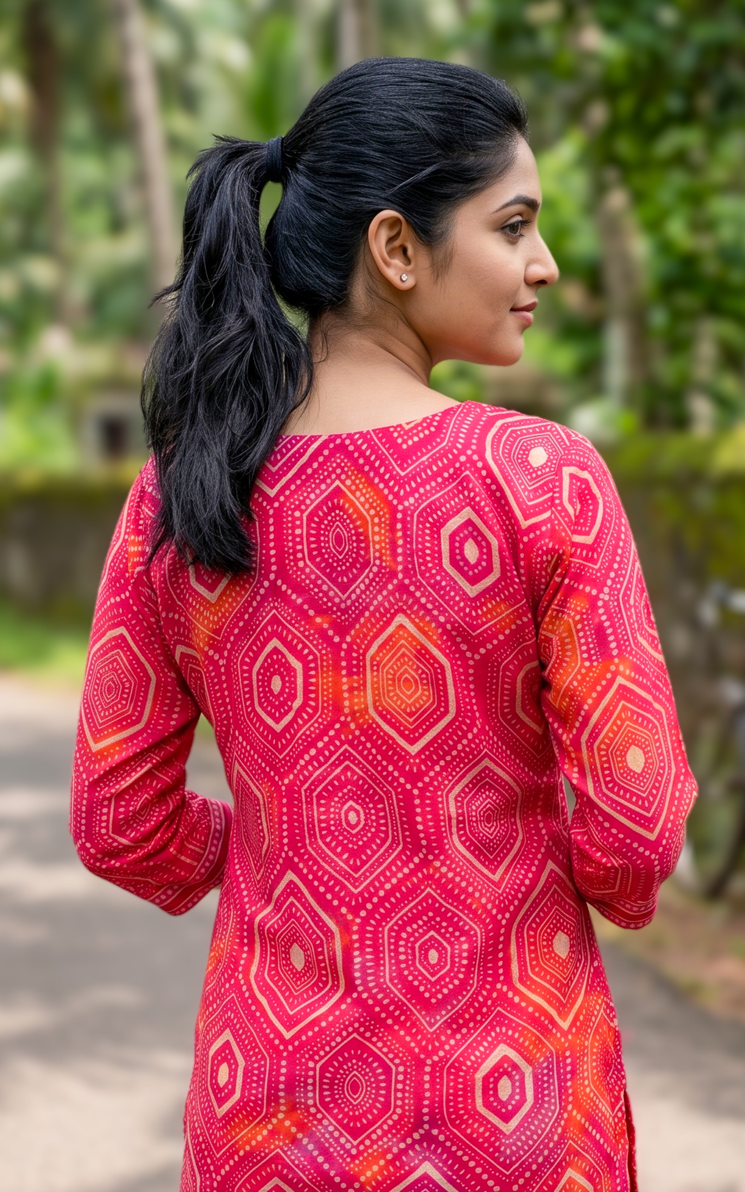 Pink Art Silk Kurti Set with One Side Pocket Pant for Women