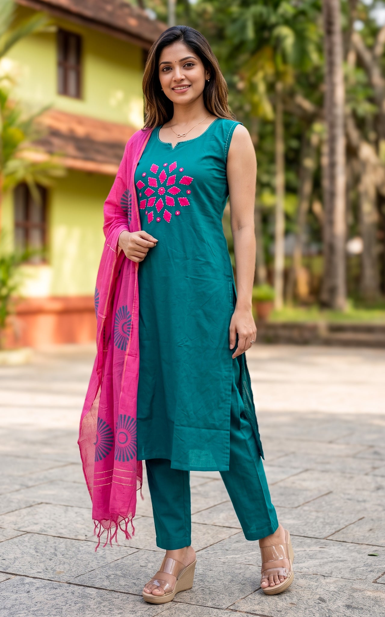 Dhanvika Handblock (Kurti Pant+Dupatta)