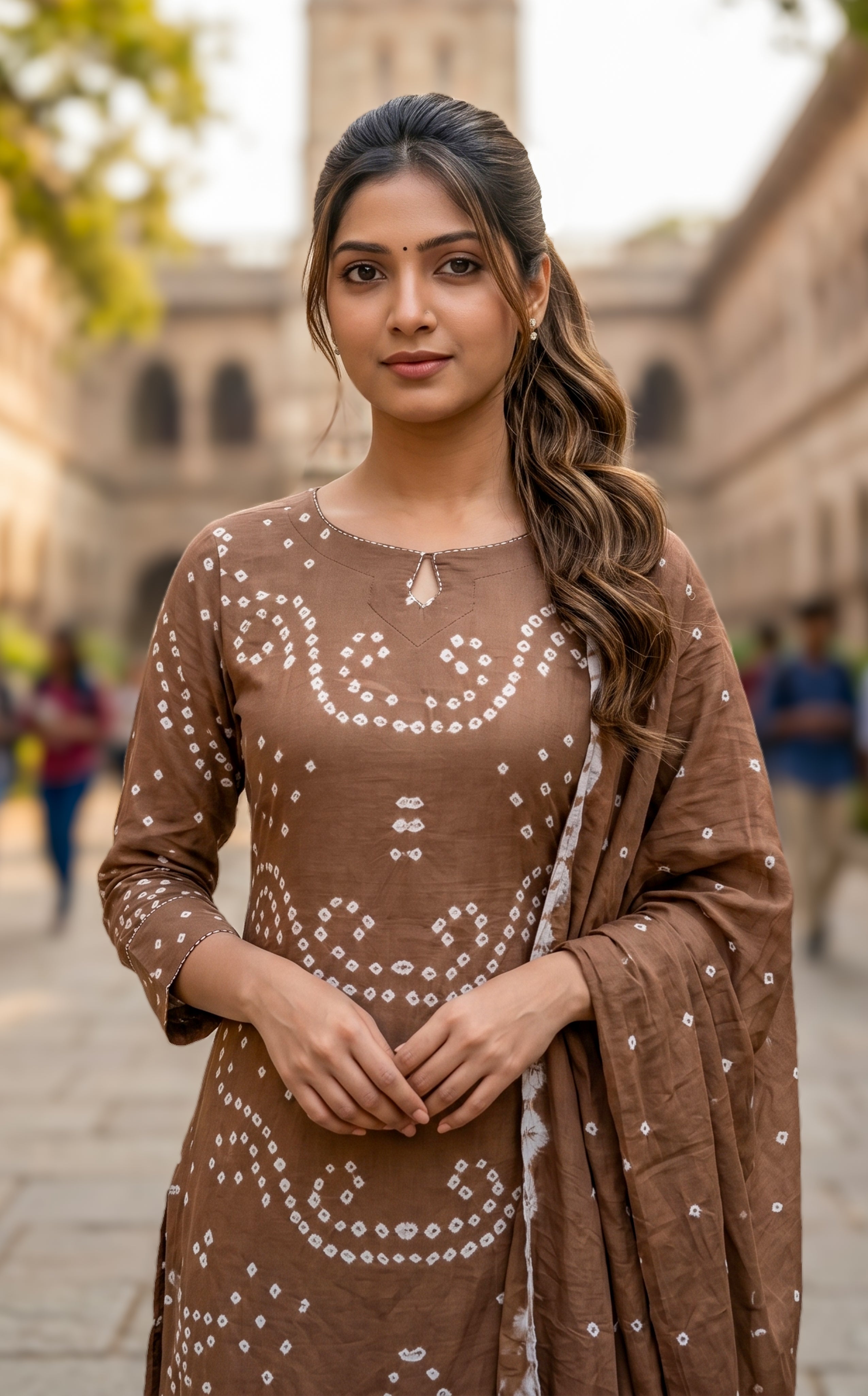 Straight cut cotton kurti with dupatta