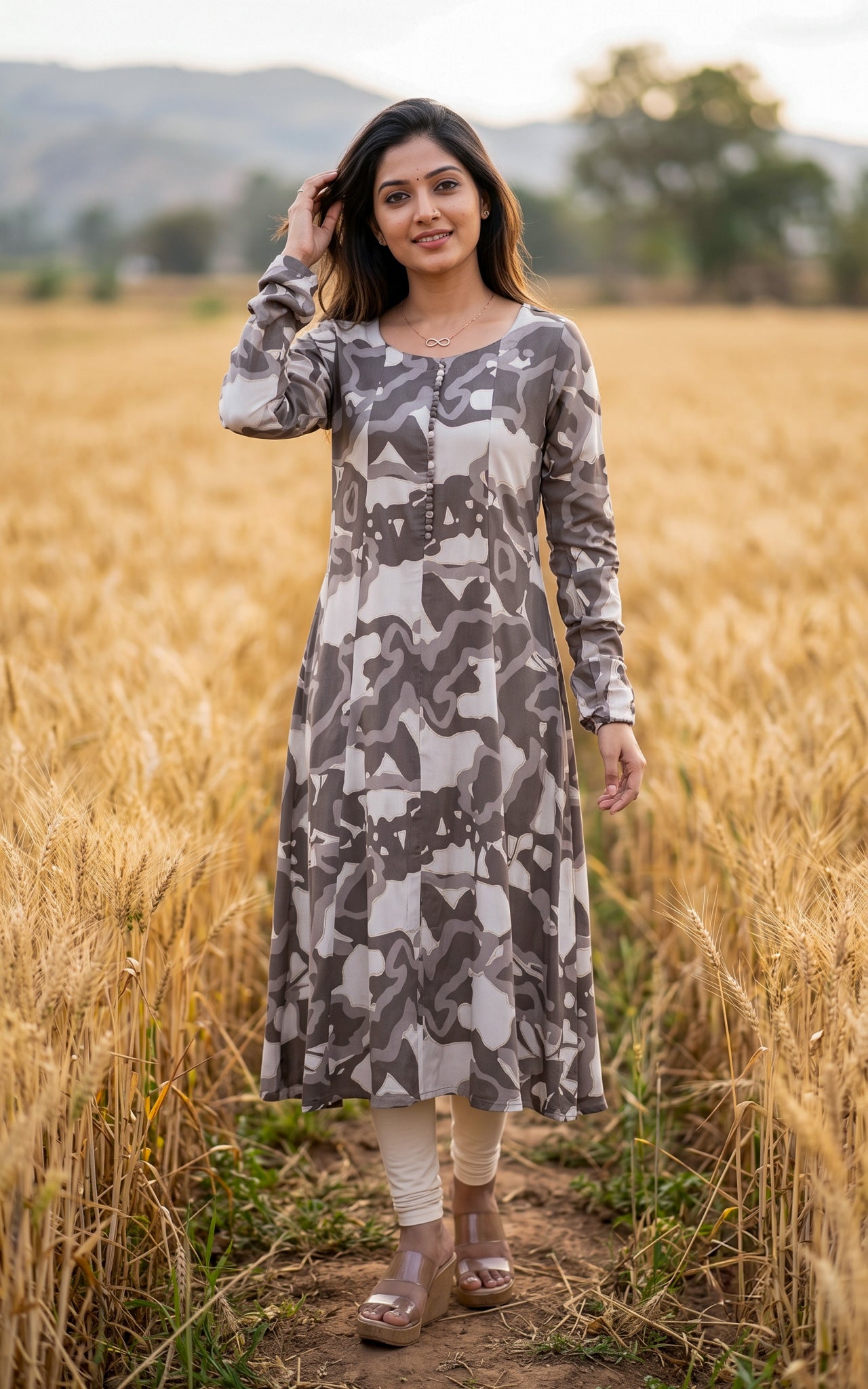Grey Rayon Aline Kurti for Women