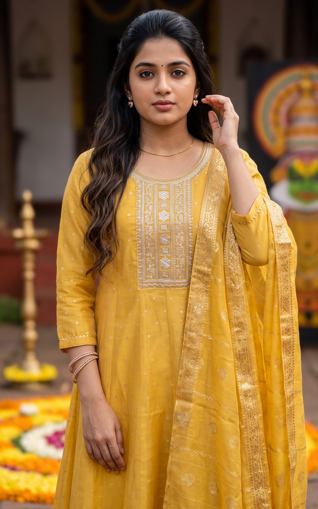 Haritham Yellow (Kurti+Pant+Dupatta)