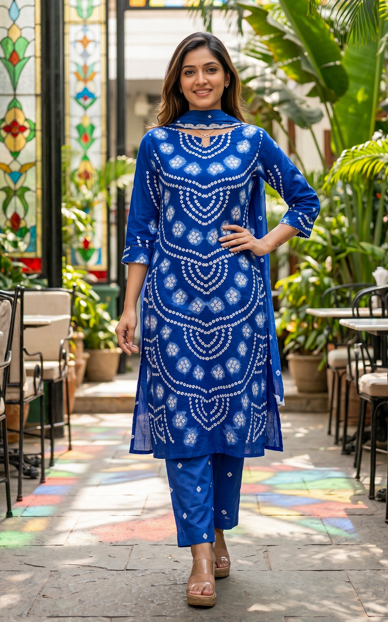 Royal Blue Cotton Daily Wear Kurti Set for Women