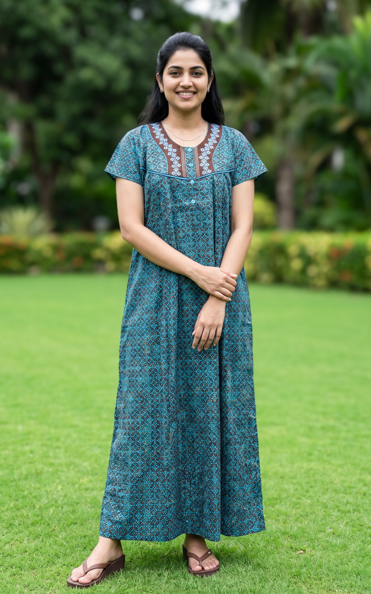 Cotton Straight Fit Nighty-166SS5A