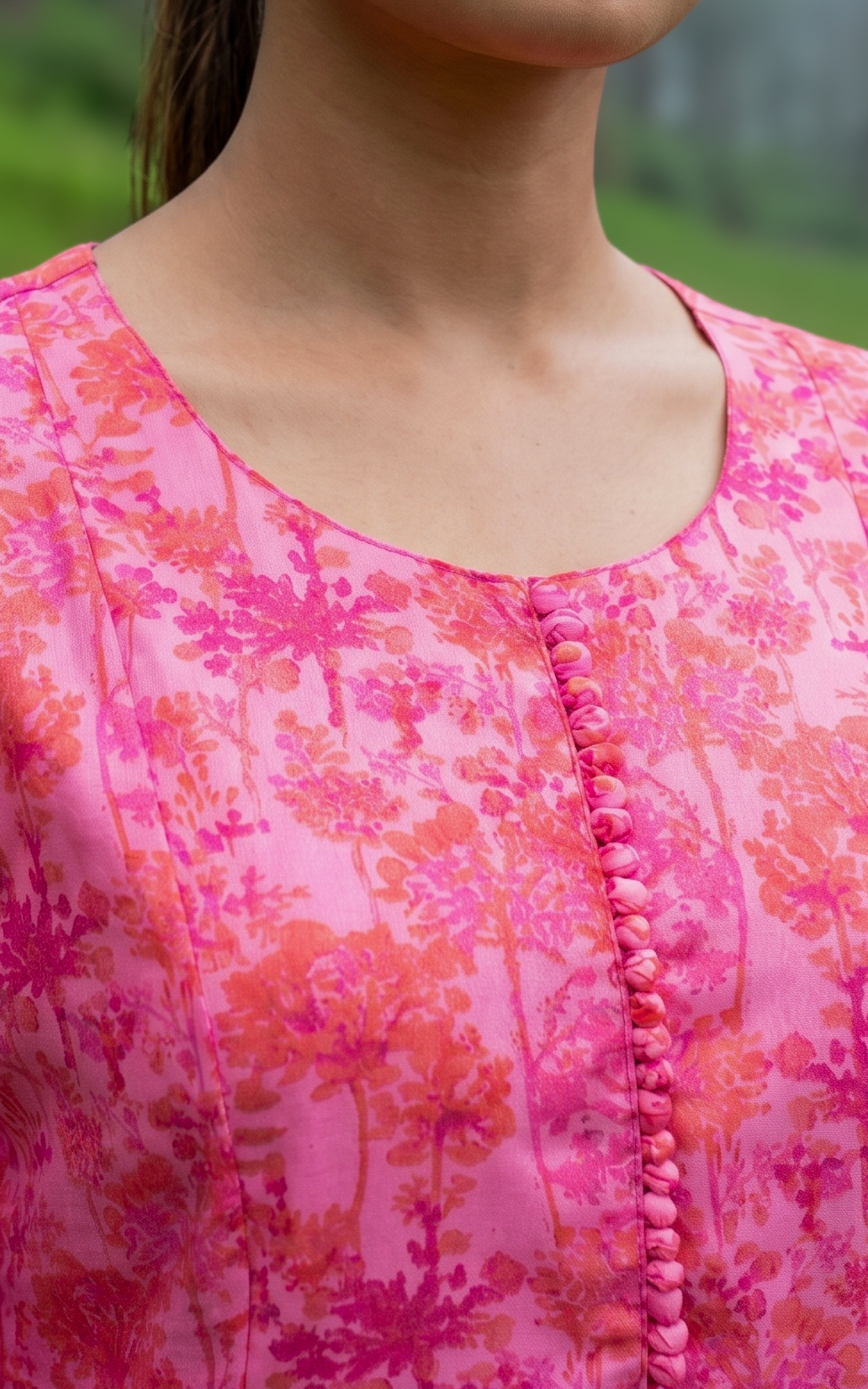 Elegant pink georgette kurti for women