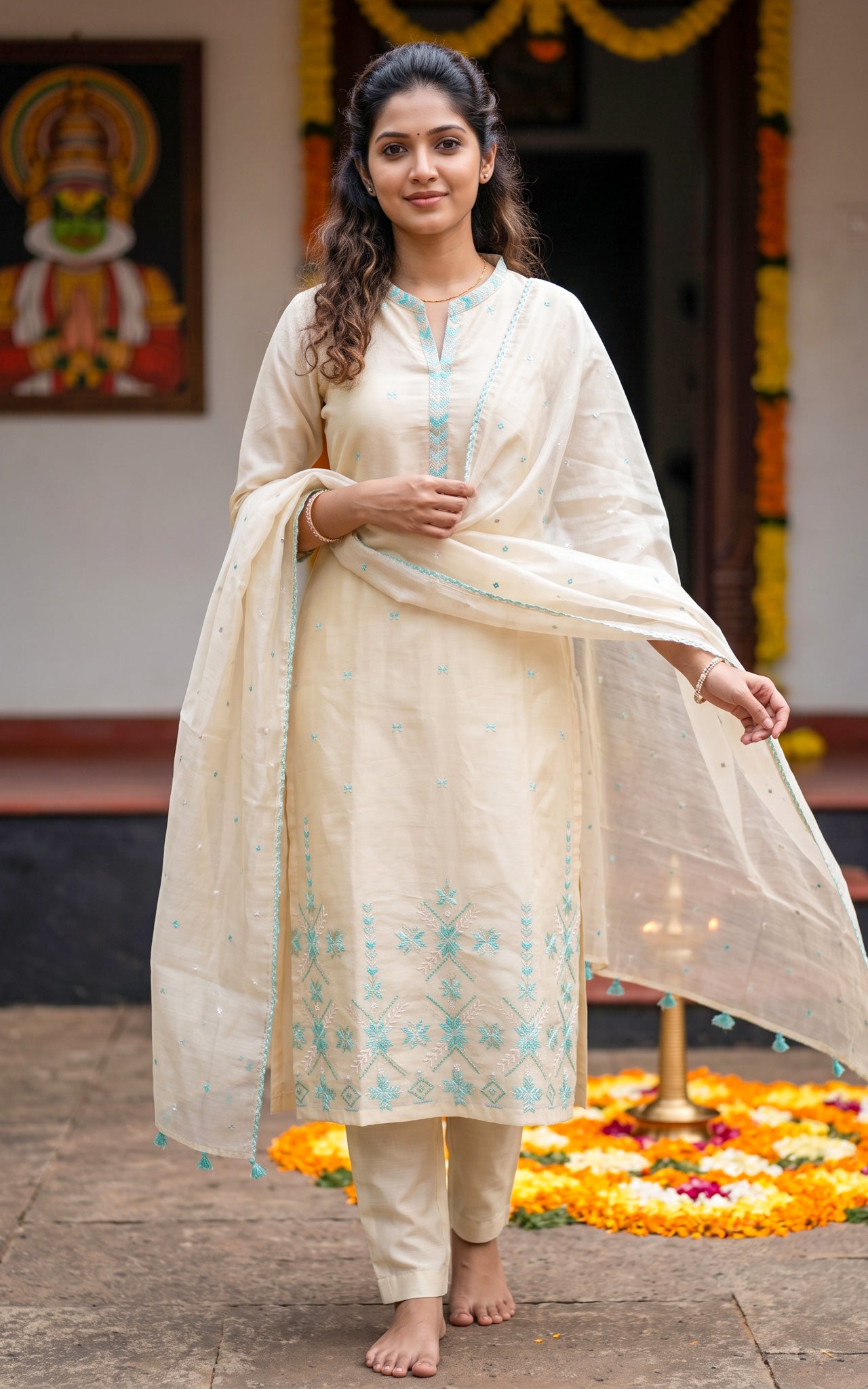 Aaravam Blue (Kurti+Pant+Dupatta)