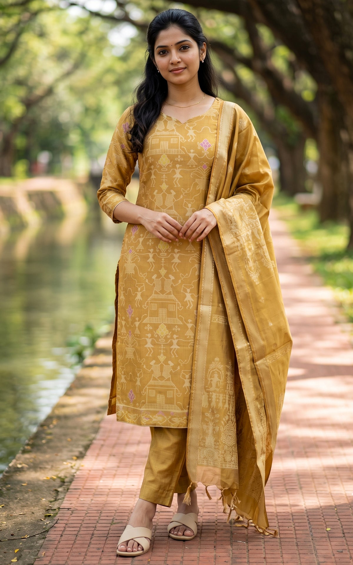 Farhana Gold (Kurti+Pant+Dupatta)