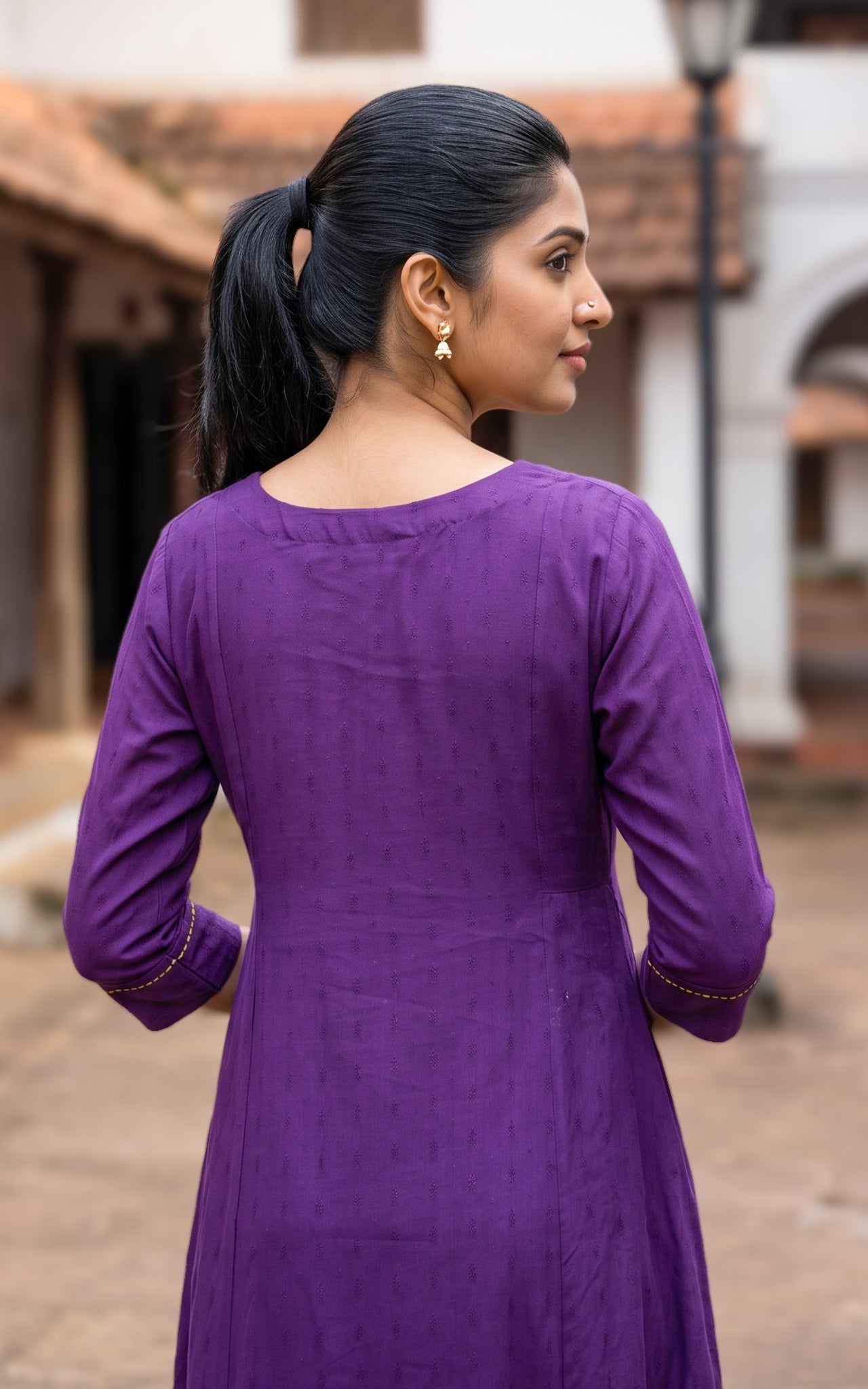 Violet and Mustard Yellow Art Silk Traditional Kurti Dupatta for Women