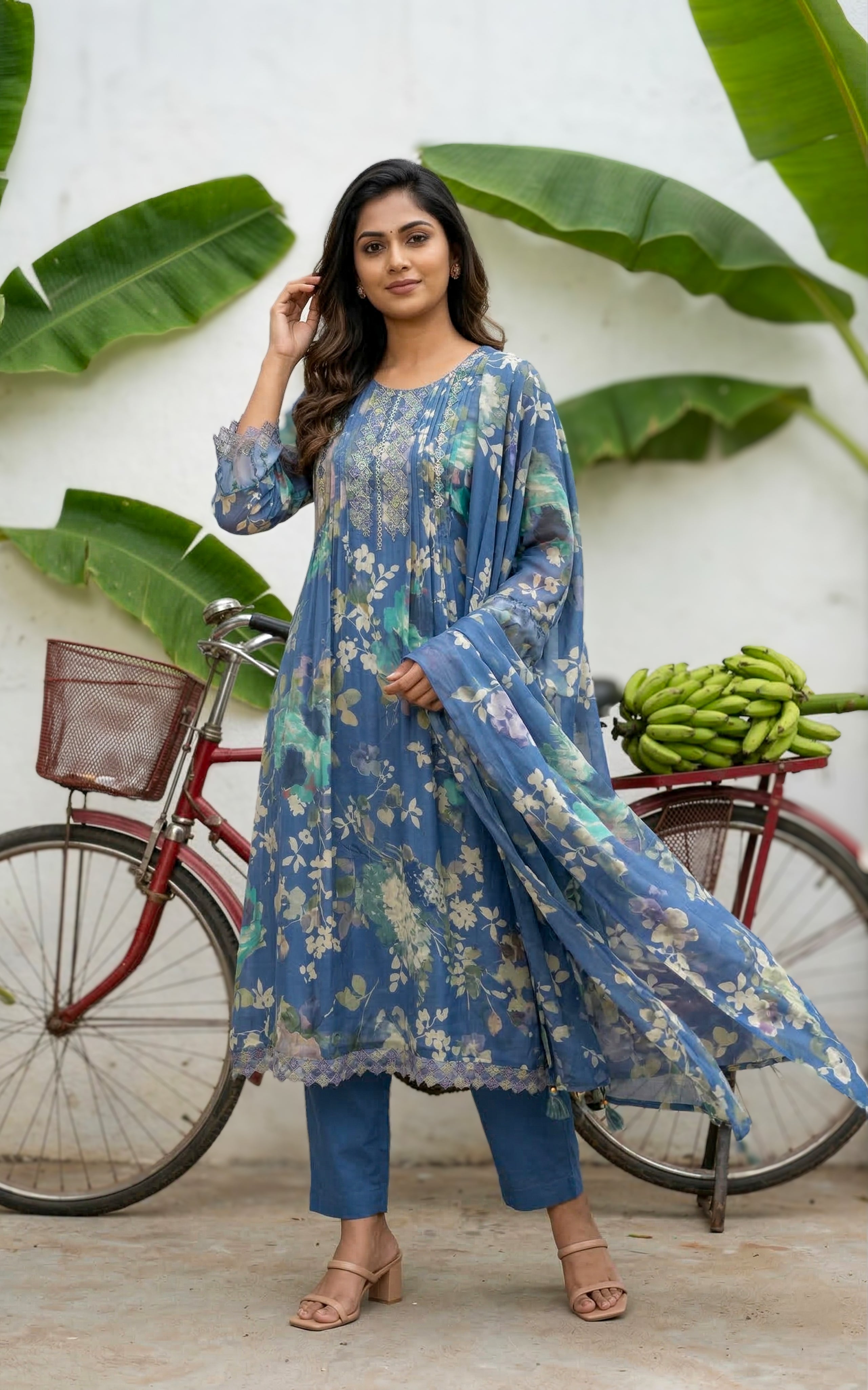 Nilashree Blue (Kurti+Pant+Dupatta)