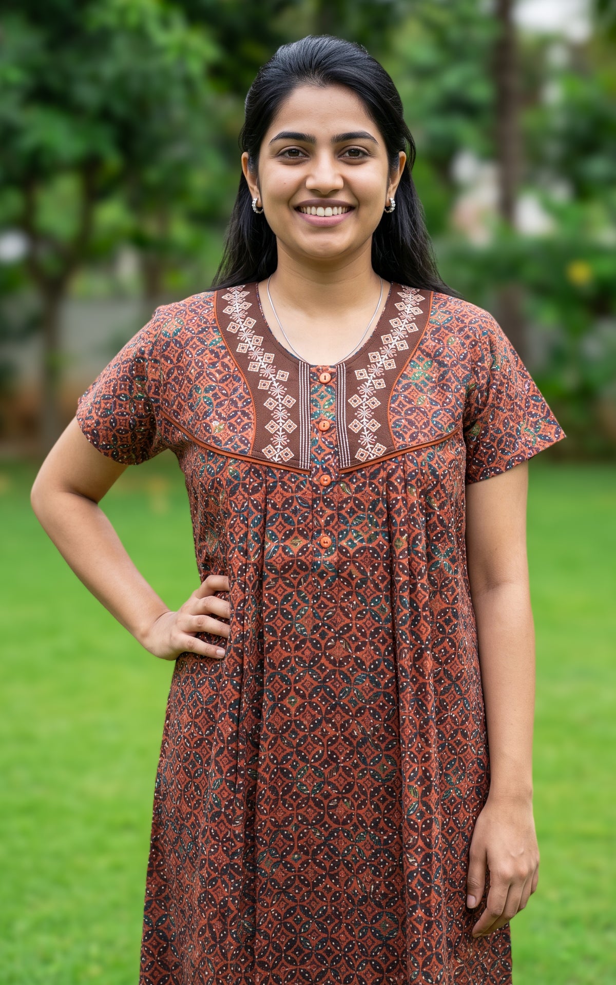 Cotton Straight Fit Nighty-166SS5B