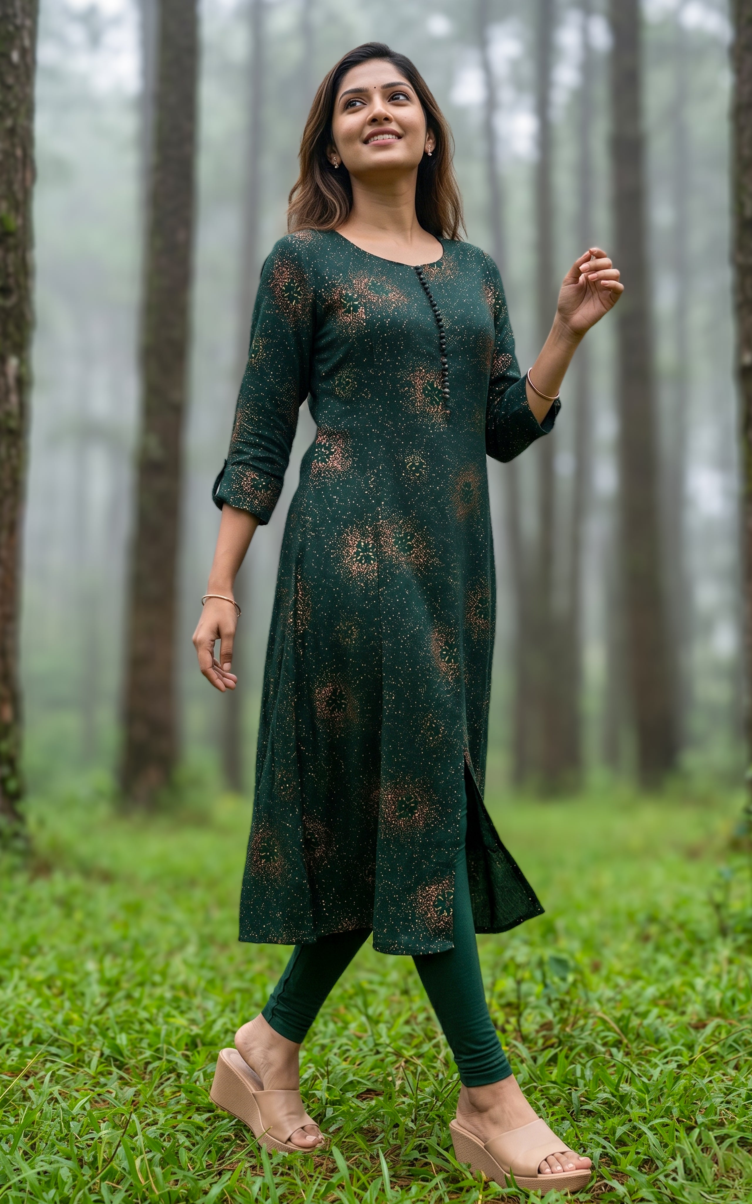 Green party wear georgette kurti for women