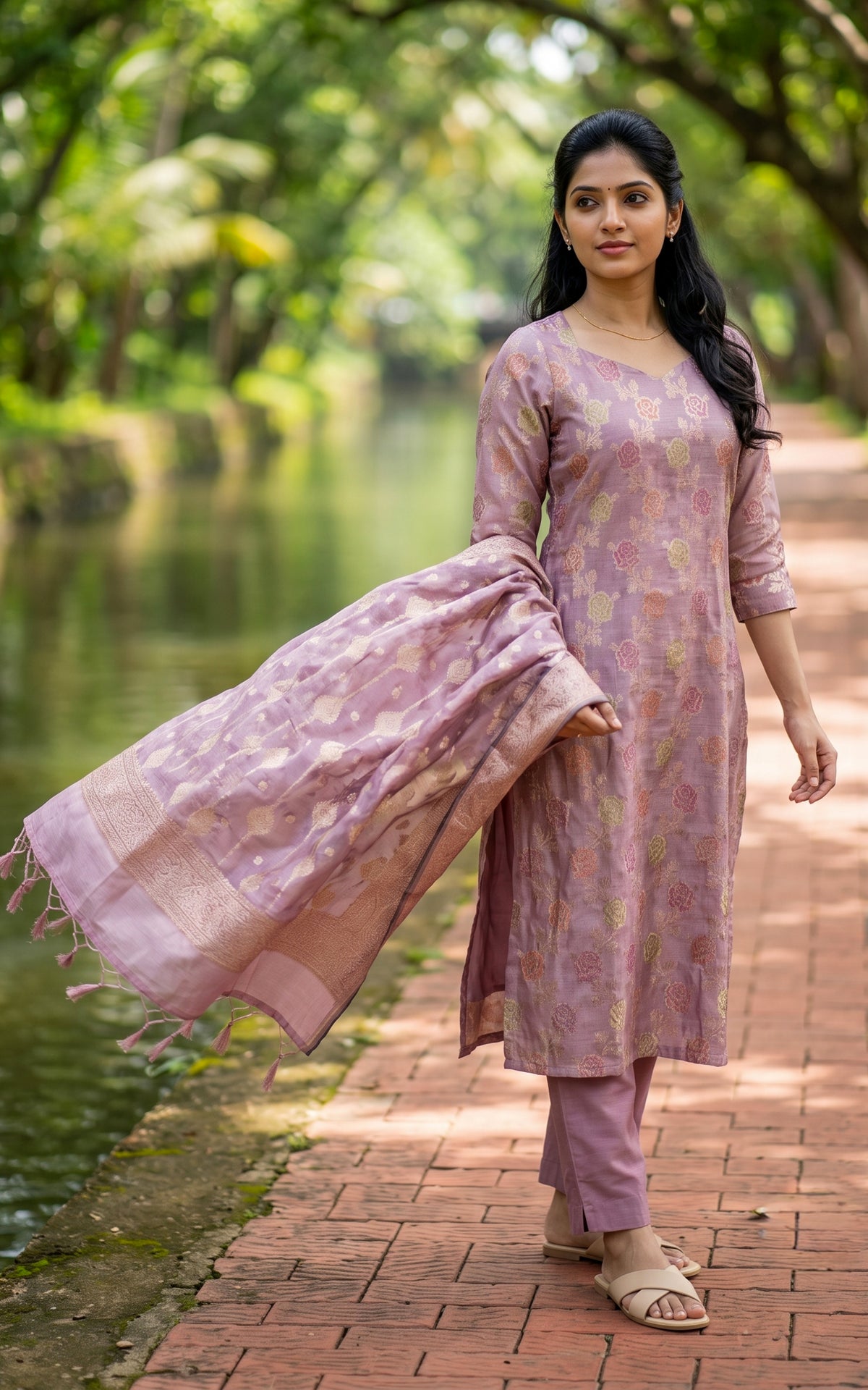 Gnanika Mauve (Kurti+Pant+Dupatta)
