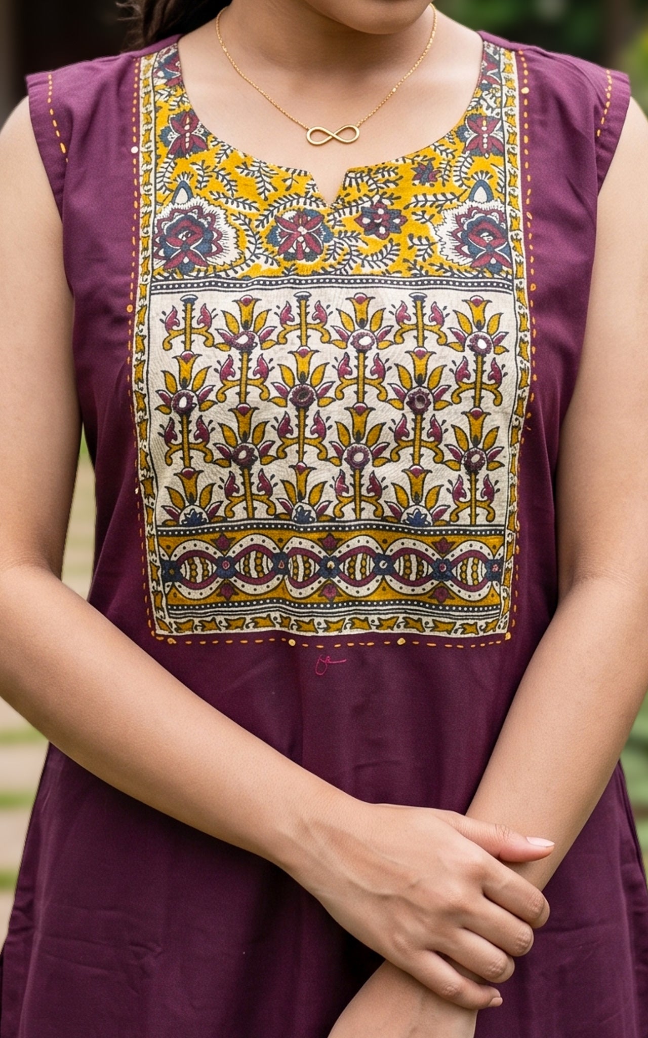 Ranvika Plum Handblock (Kurti+Pant+Dupatta)