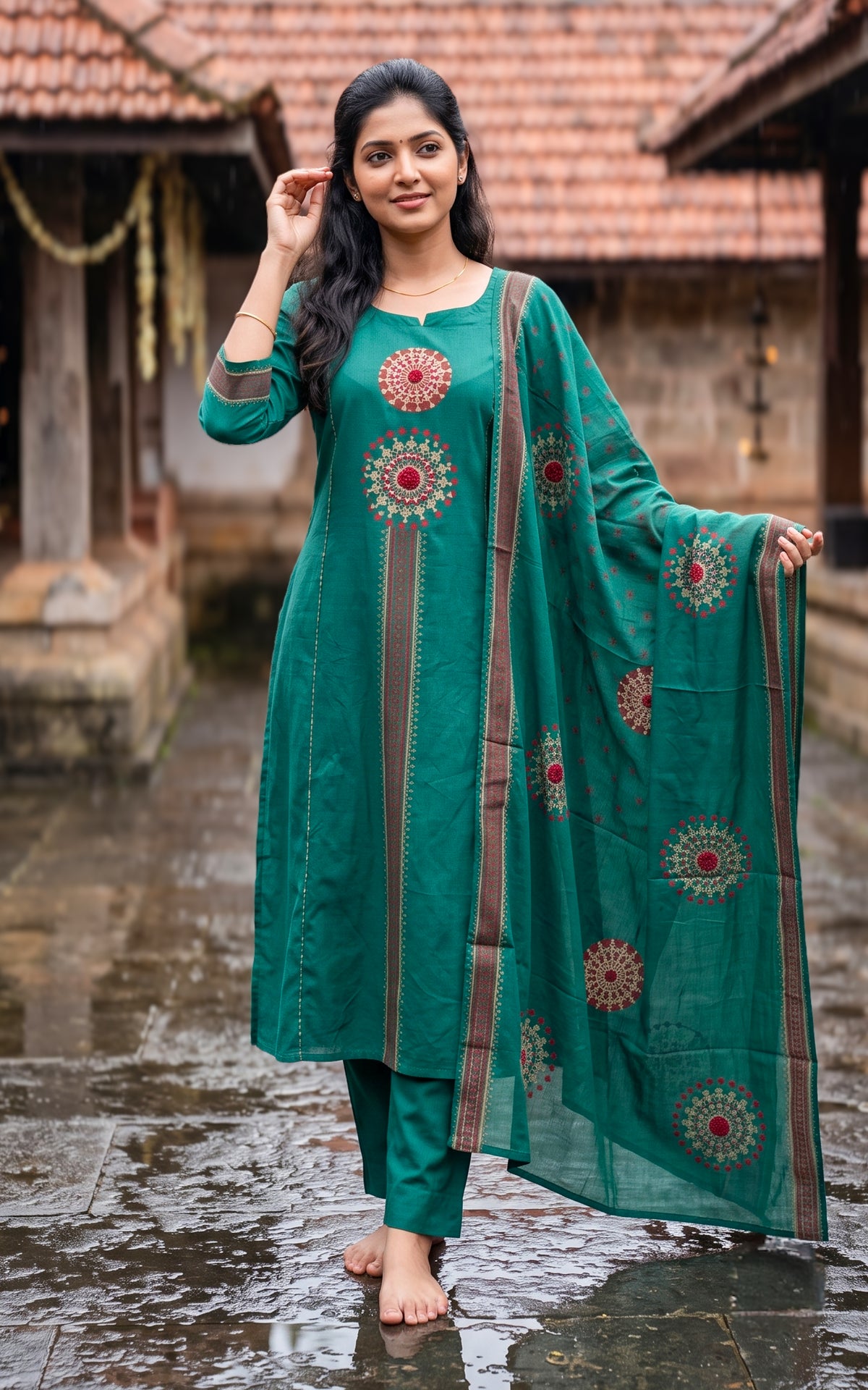 Gangai Handblock (Kurti+Pant+Dupatta)
