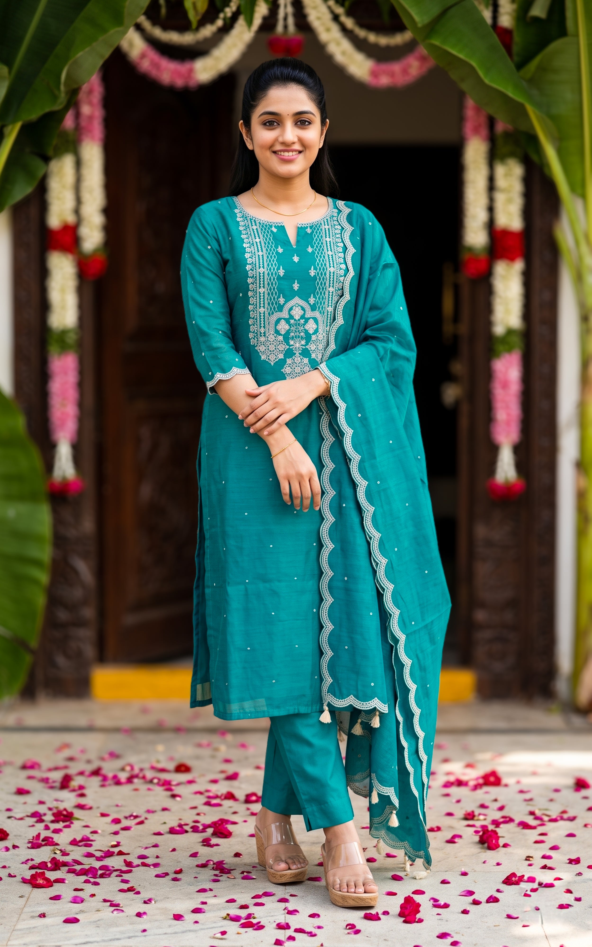 Maadhu Blue (Kurti+Pant+Dupatta)