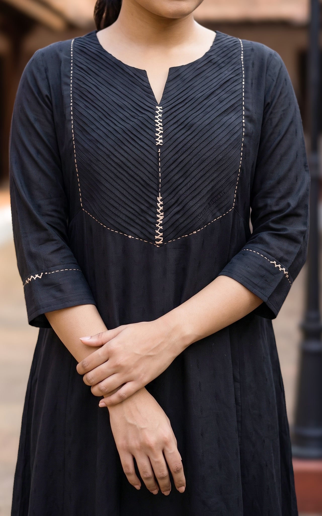 Black Art Silk Ethnic Wear Kurti Dupatta for Women