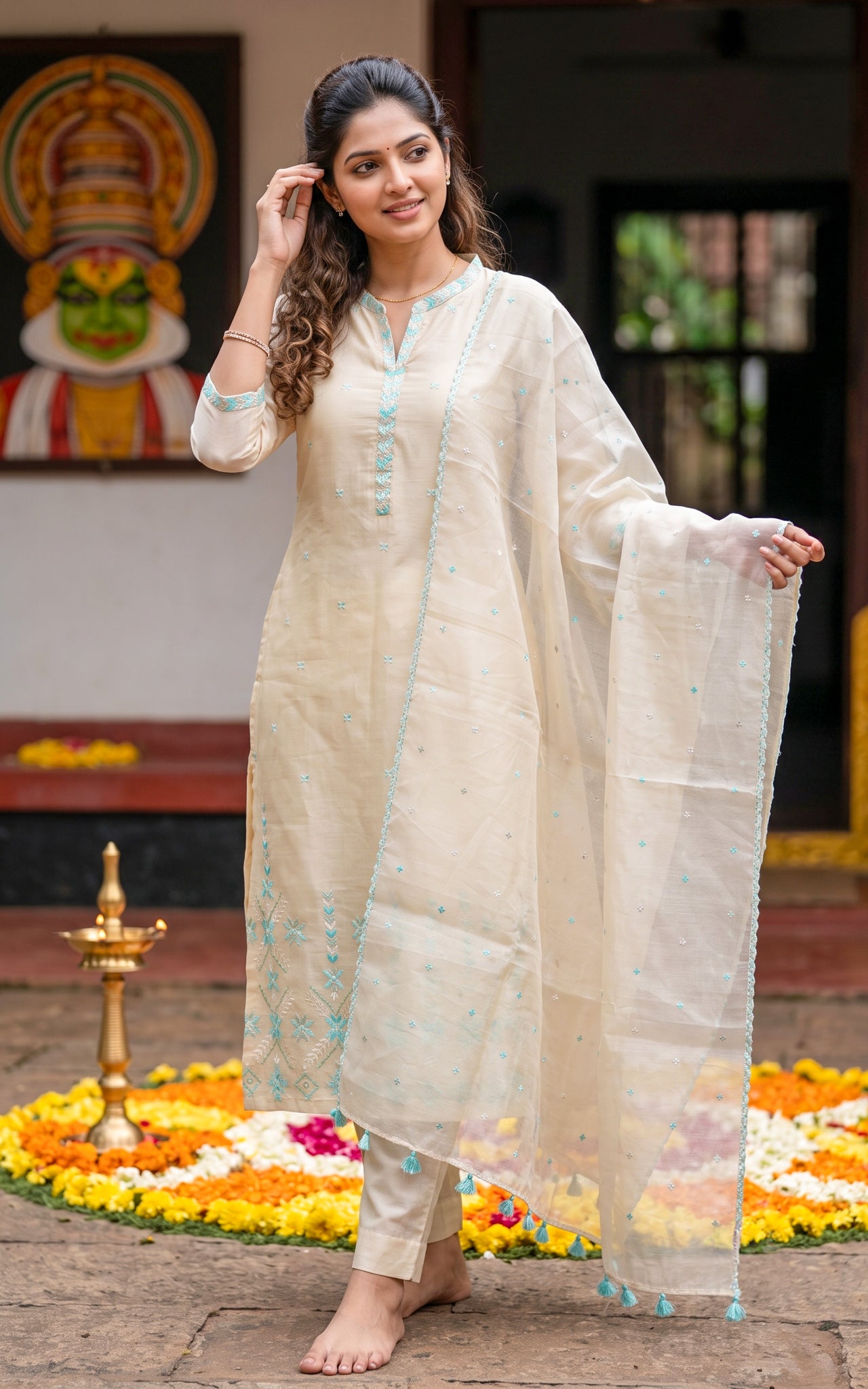 Aaravam Blue (Kurti+Pant+Dupatta)