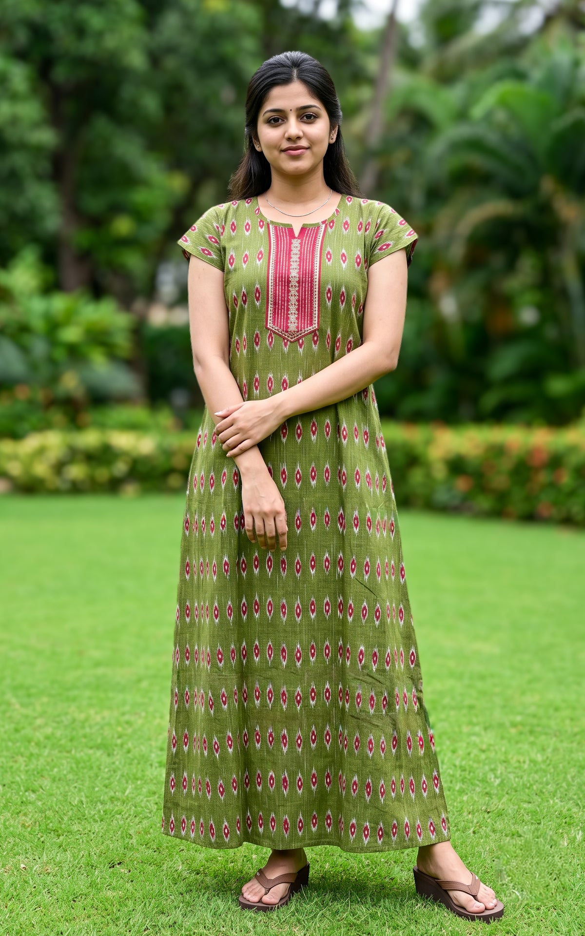 Cotton Straight Fit Nighty-166SS6B