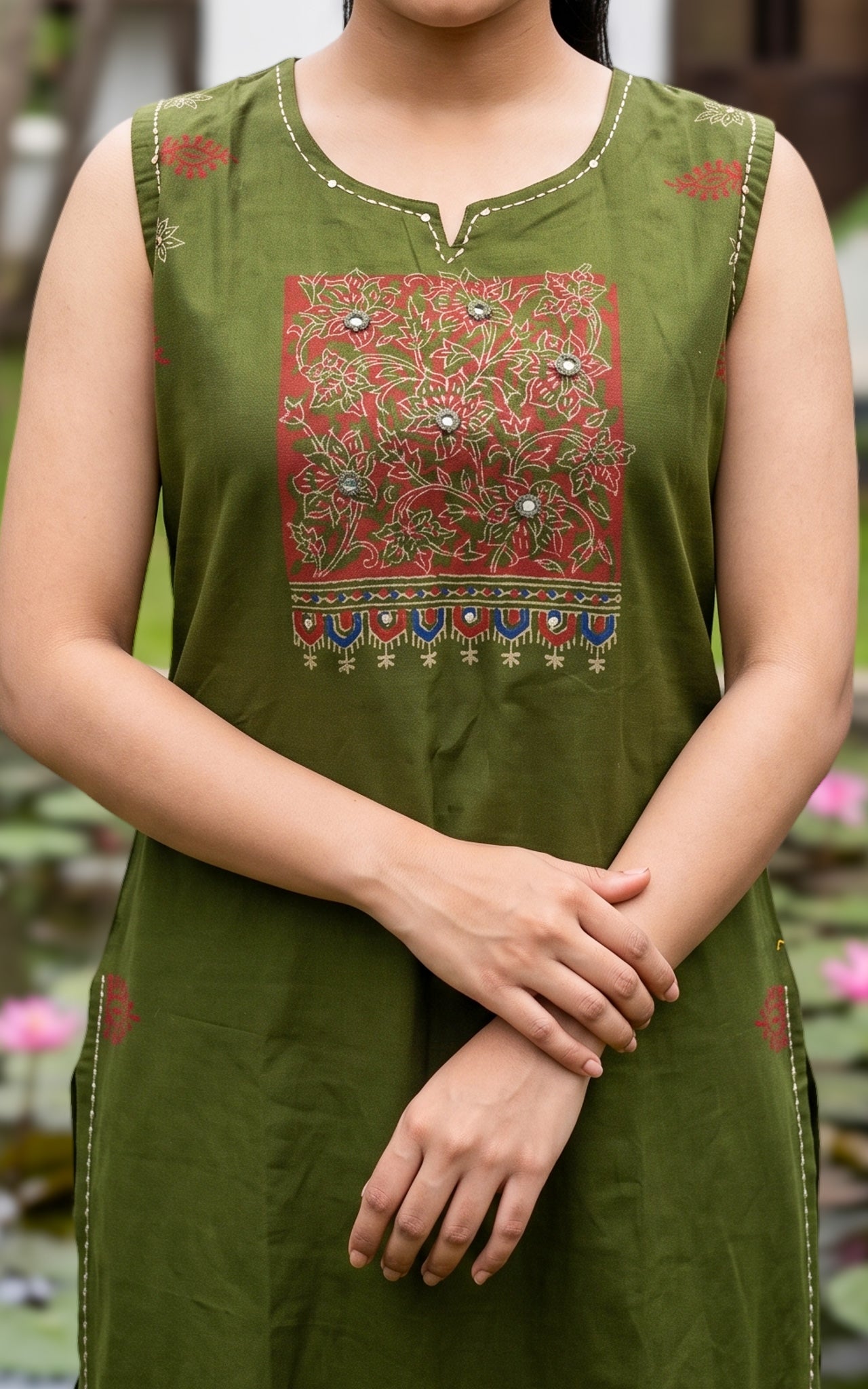 Nithiyalakshmi Handblock (Kurti+Pant+Dupatta)