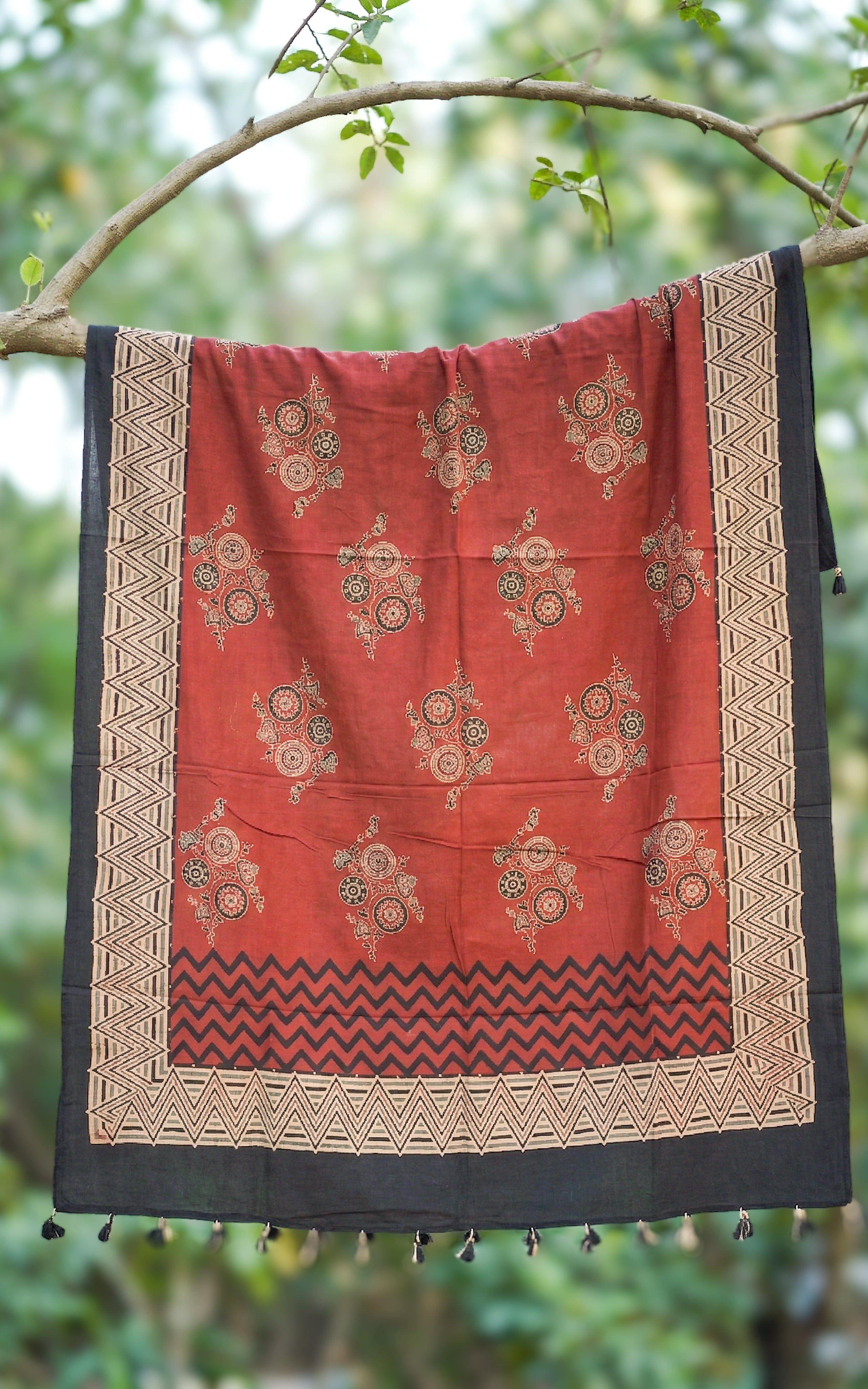 Cotton Handblock Dupatta 160SN5 Length: 2.42Mts