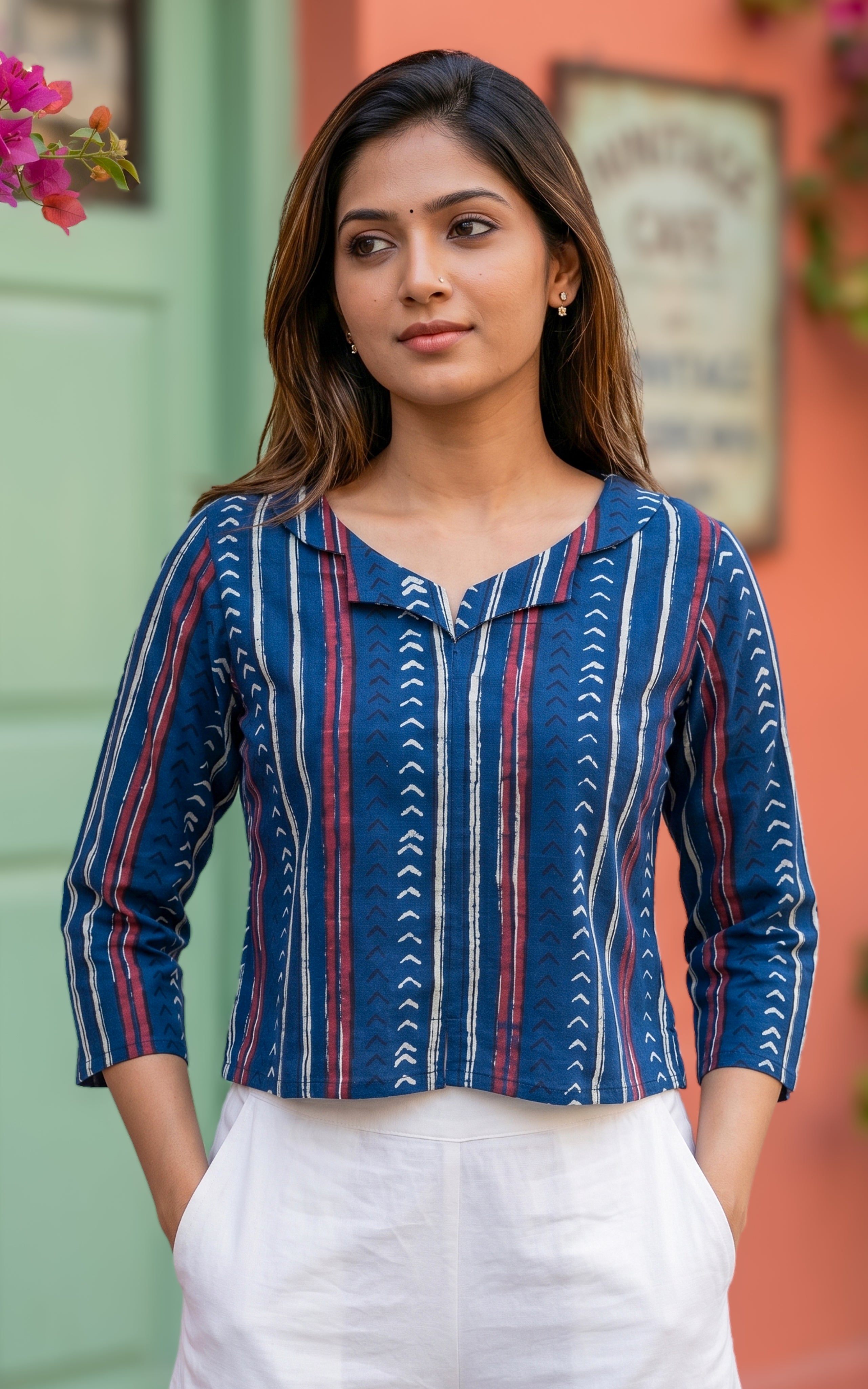 Indigo cotton everyday wear kurti for women
