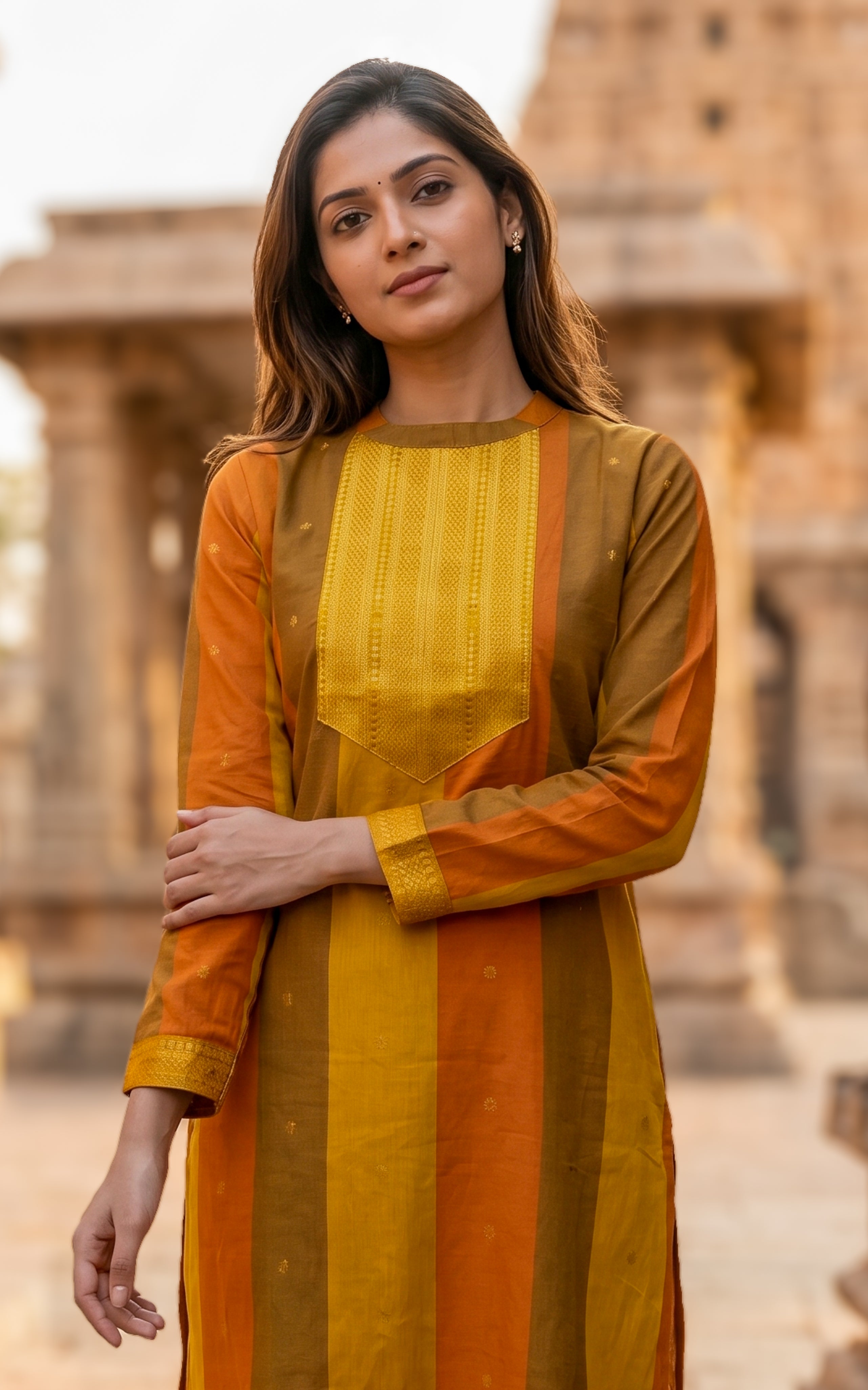 Multicolor ethnic south cotton kurti for women