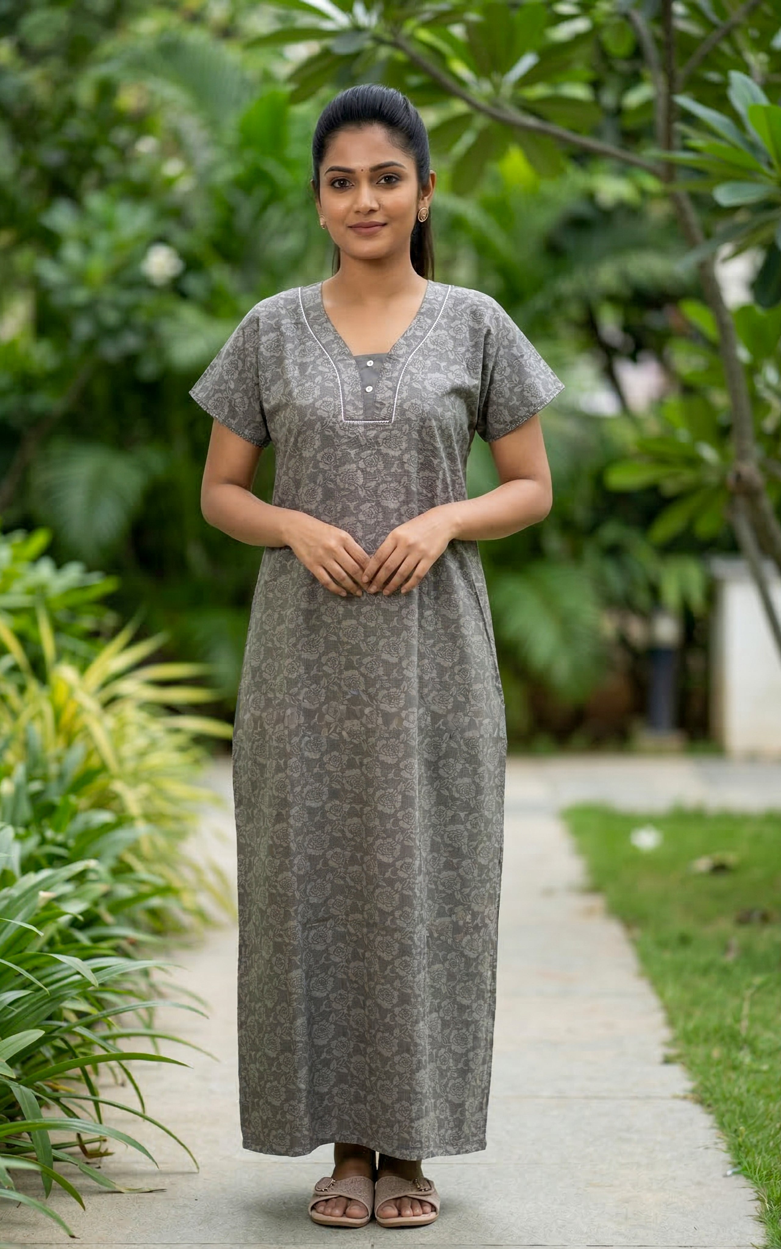 Cotton Straight Fit Nighty-159SS4B
