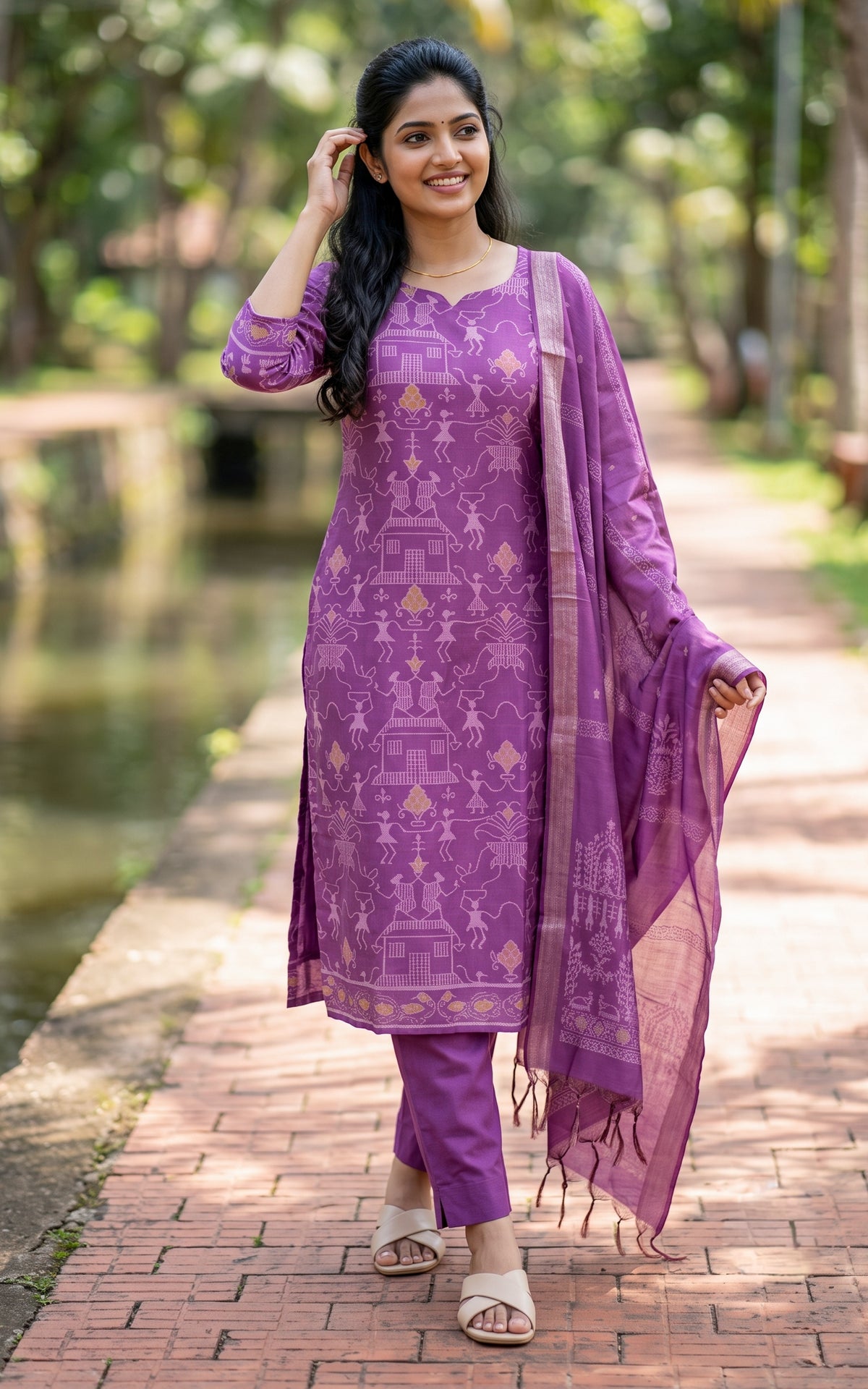 Farhana Violet (Kurti+Pant+Dupatta)