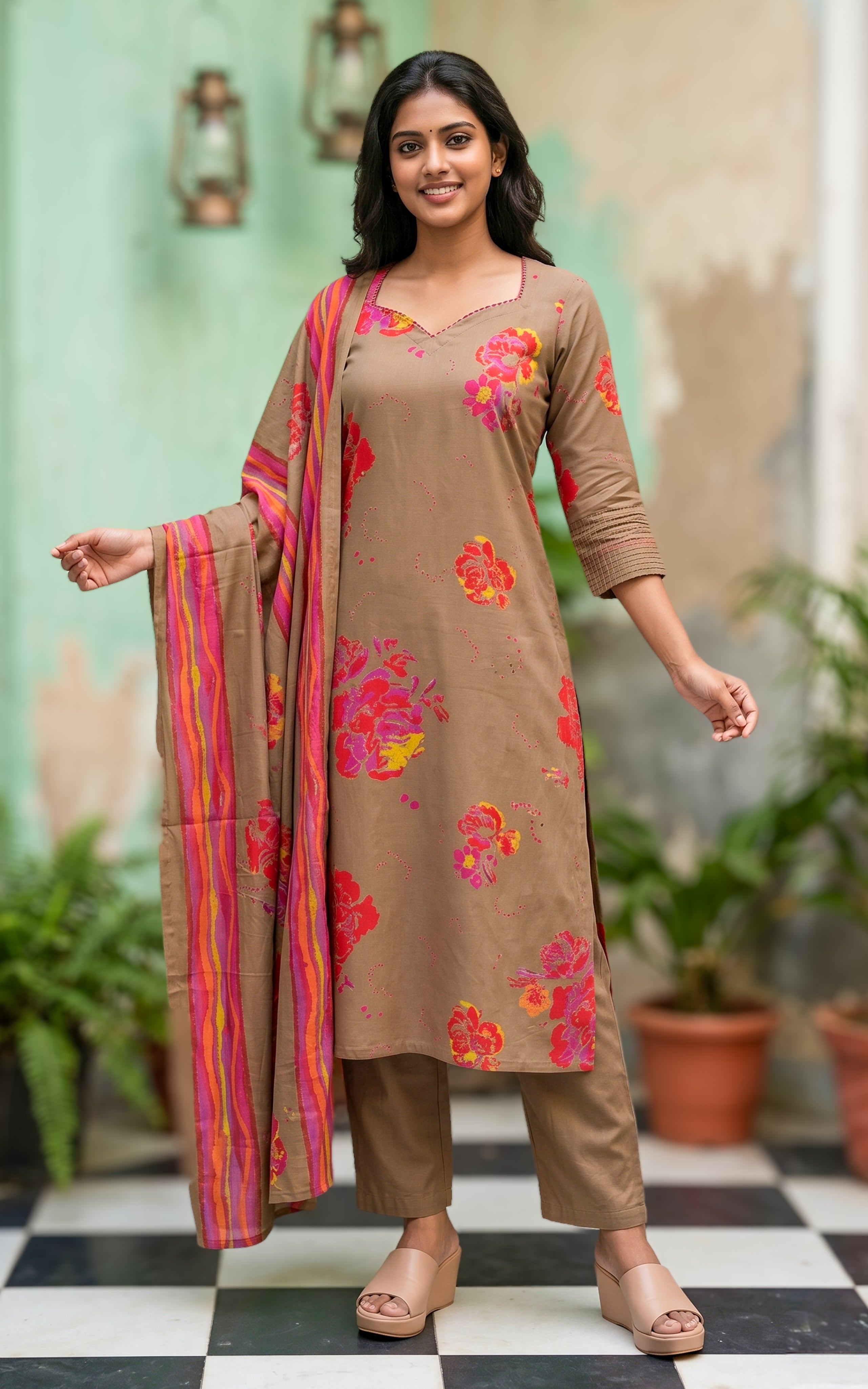 Cotton kurti with side slit design